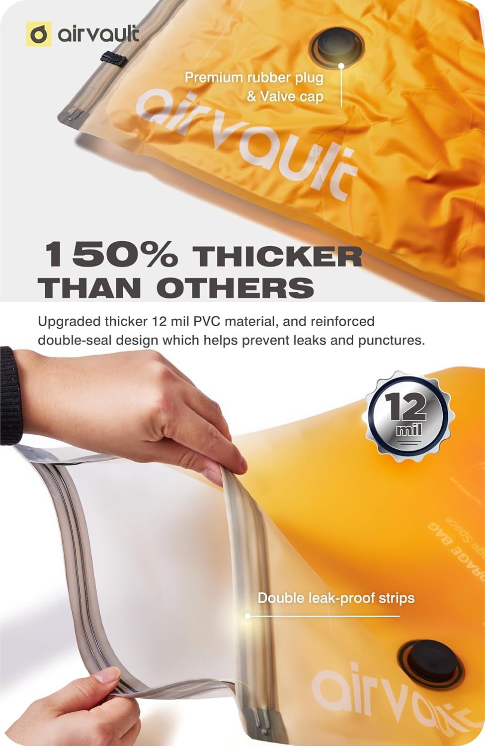 Vacuum Storage Bags for Travel & Home - Space Saver Compression Packing Bags Set for Clothes, Blankets & Seasonal Storage, Small (2), Medium (4), Large (4) (Orange,10-Pack Combo) - Image 4