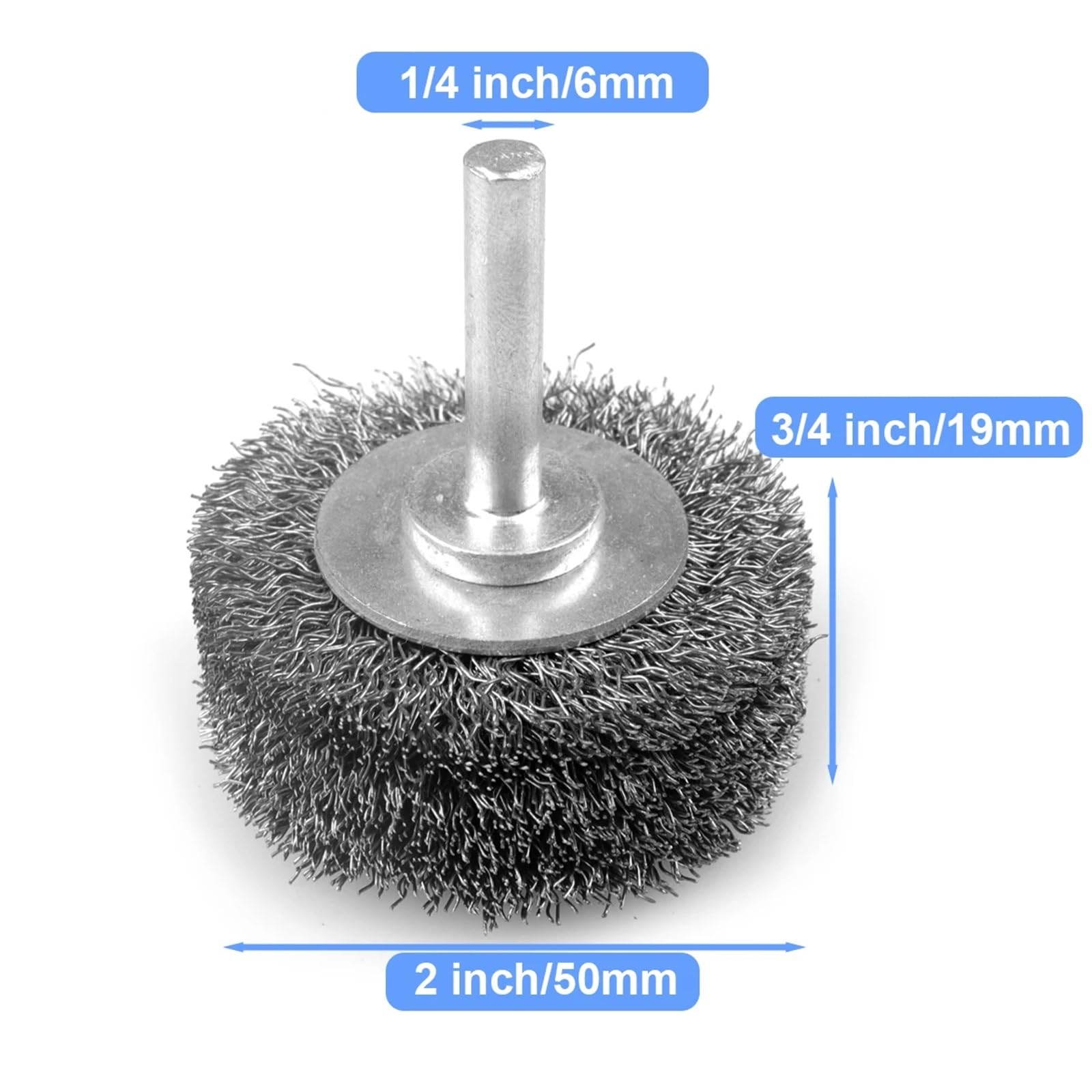 Cepillo de copa con disco de alambre, 1/2/4 Uds cepillo de copa rueda alambre 2 pulgadas 50 mm 6mm vástago redondo prensado acero al carbono(4pcs)