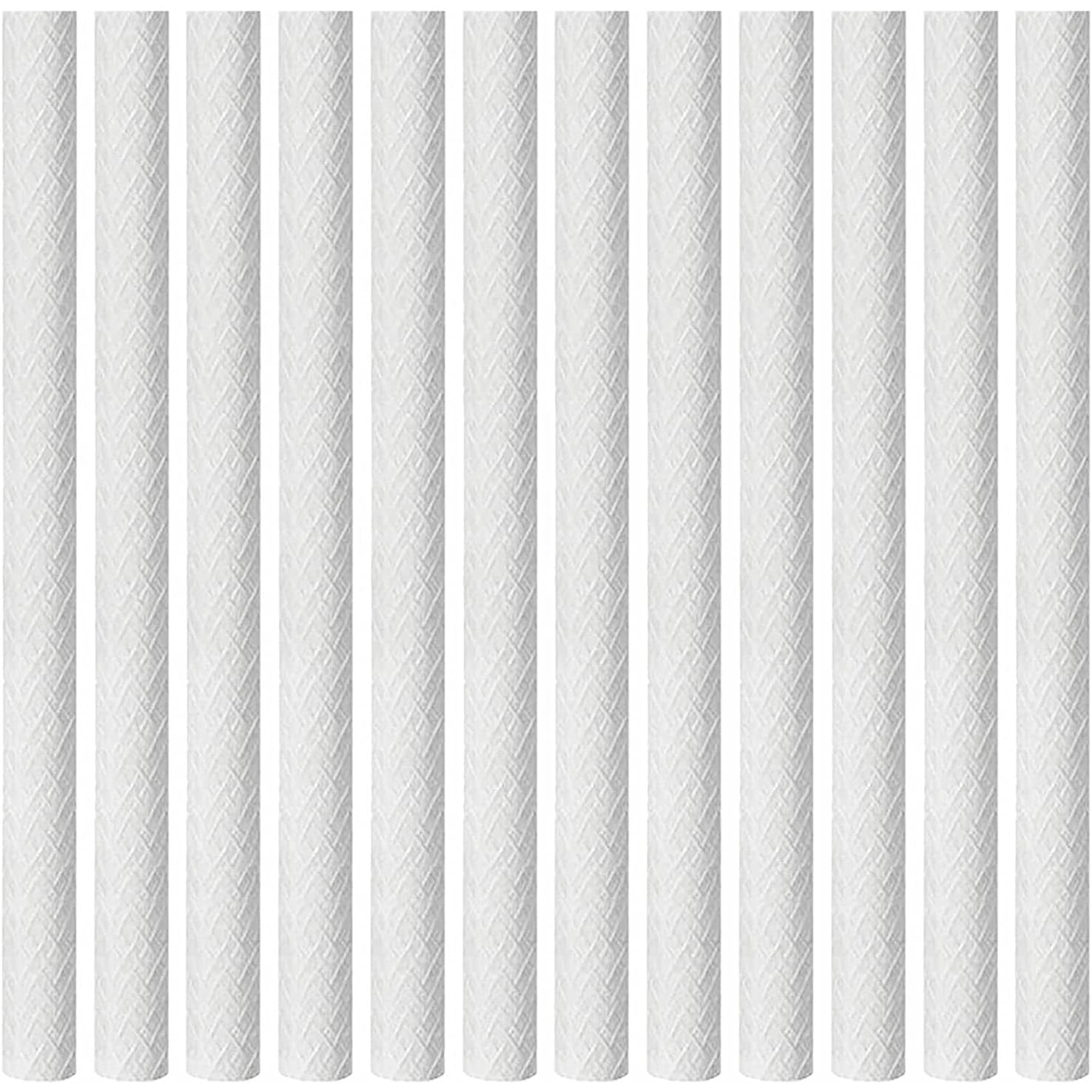 12 Pcs Fiberglass for Garden Torch Replacement DIY Oil Lamp Bottle Long Life Wick Outdoor Patio Lights White Synthetic Fiber Textured