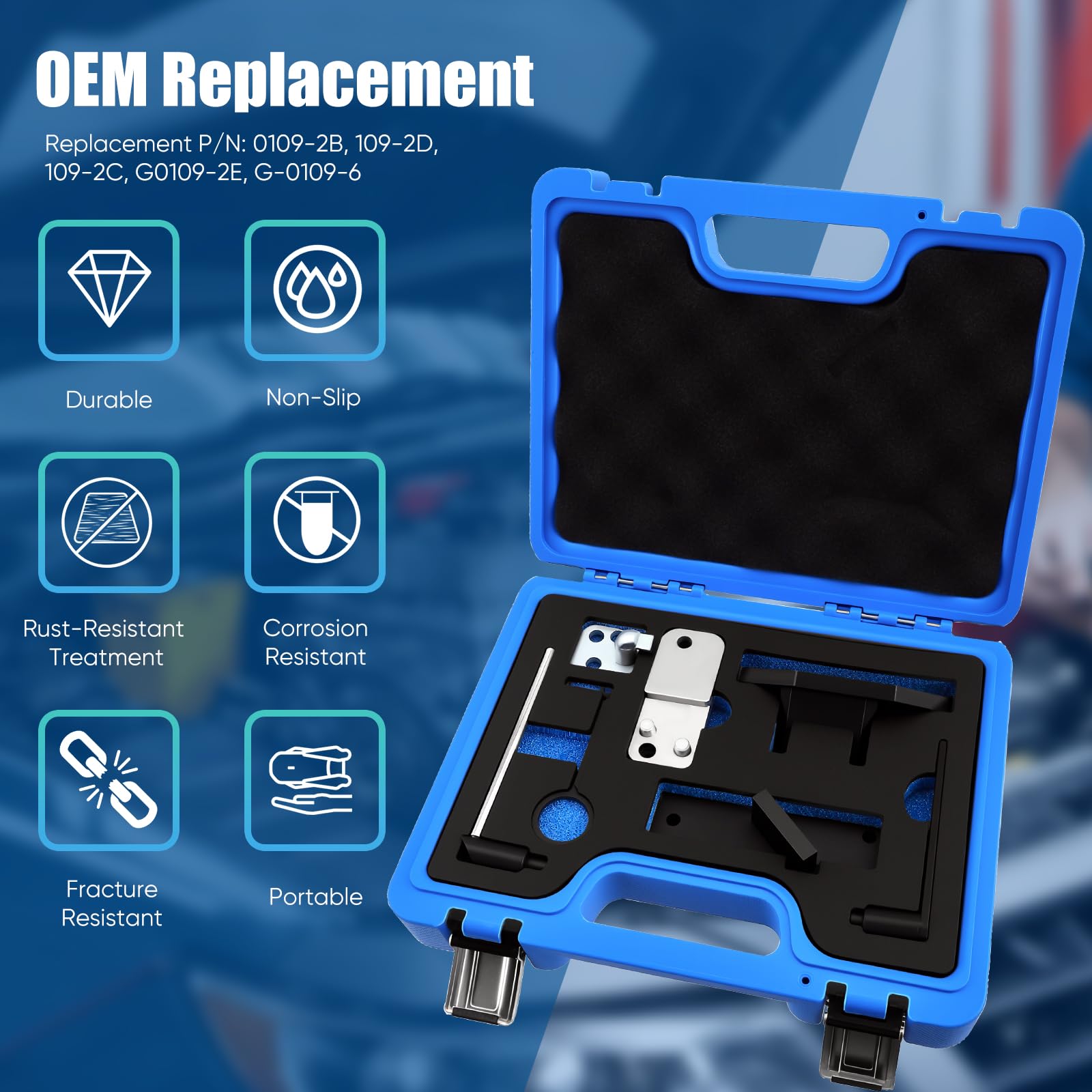Set di attrezzi per la regolazione del motore 1.2 PureTech, compatibile con Citroen Peugeot Opel 1.2 GDI VTi VVT, motore a benzina, 7 pezzi, strumento di bloccaggio albero a camme e strumento di