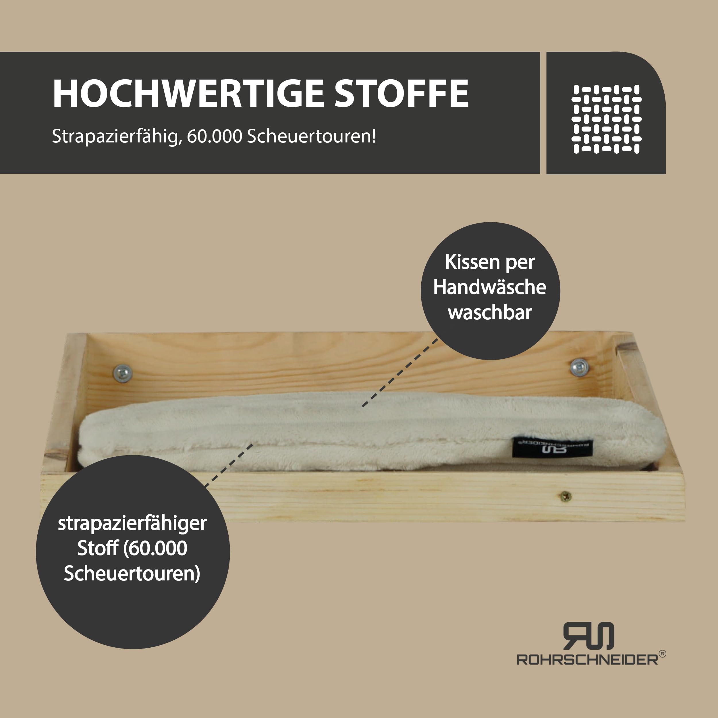 Rohrschneider Kletterwand (alle Katzengr.), Natur (waschb. Kissen beige)