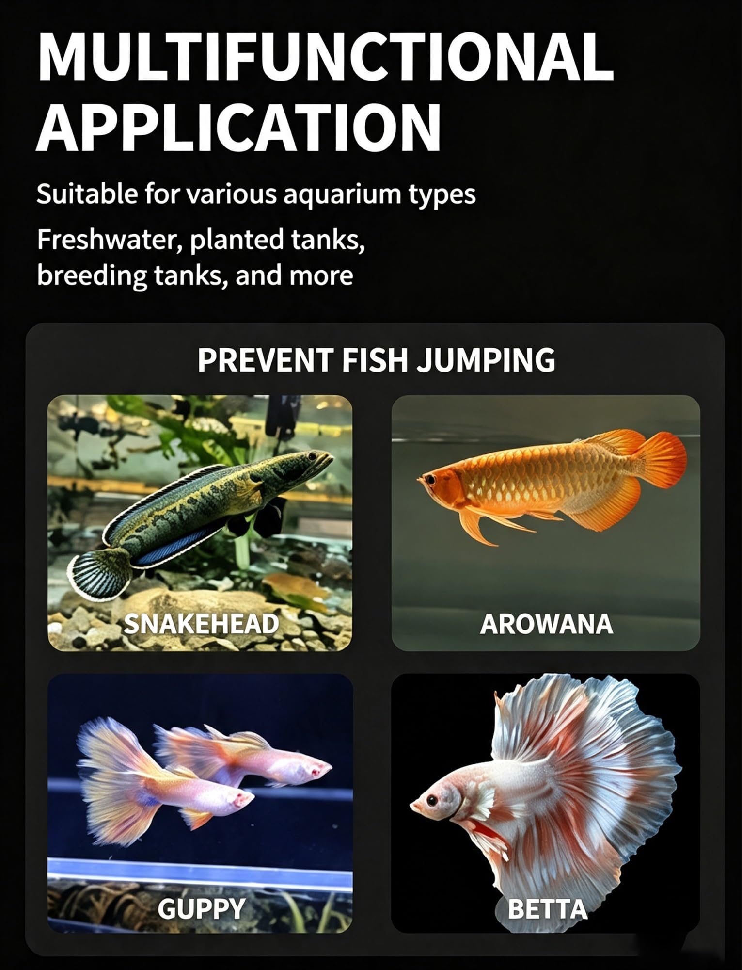 Tapa de Acuario Acrílica Transparente Personalizable, Antisalto