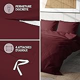 Dreamzie Bed Linen 240 x 220 cm, 4-Piece Duvet Cover 240 x 220 cm, Fitted Sheet 140 x 190 cm with 2 Pillowcases 65 x 65 cm, Burgundy Red, for Double Bed, Microfibre Bed Linen, Oeko-Tex - 5