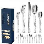 Silverware Set for 4, 20 Piece Stainless Steel Flatware, Mirror Polished Cutlery, Includes Dinner Knife, Fork, and Spoon (Silver)