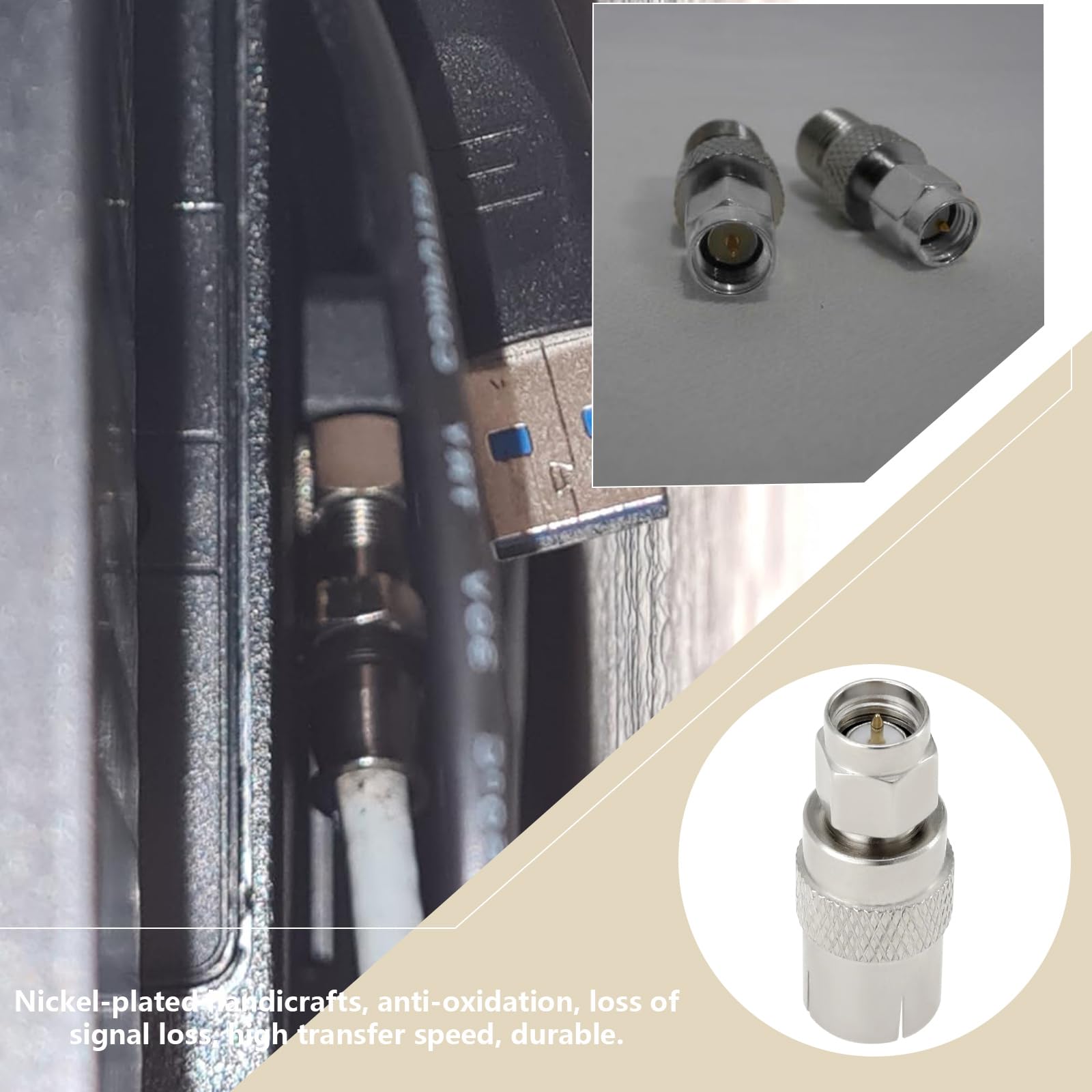 Adattatore SMA Maschio A Coassiale Femmina 50 Ohm – 4 Pezzi Per Antenne TV E Wi-Fi