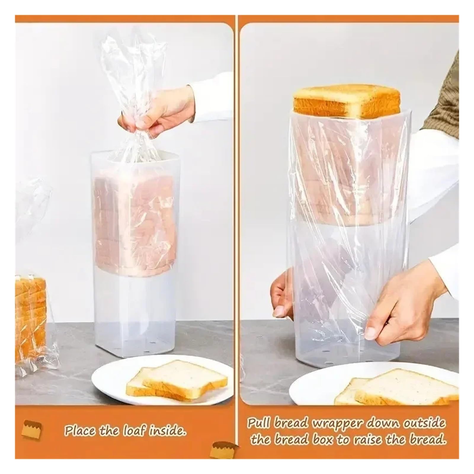 Contenitore rettangolare for pane, toast, contenitore for torte, for alimenti freschi e secchi, for congelati