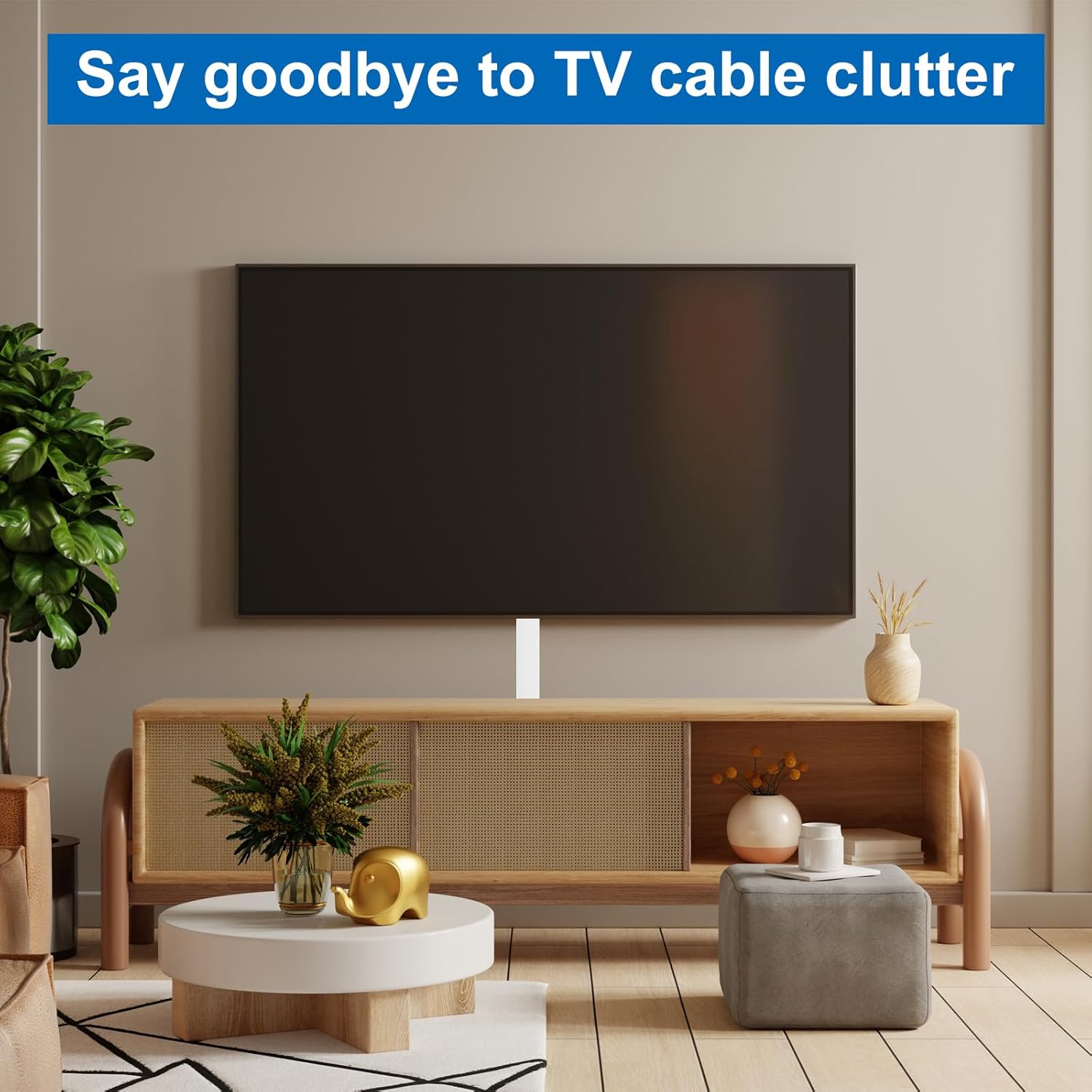 HARFINGTON 10pcs Cord Hider Wall 15inx1.97inx1in (LxWxH) PVC Cable Cover Self Adhesive Wire Hider Wall Mounted TV Cable Raceway for Cables Management (150in Total Length),White