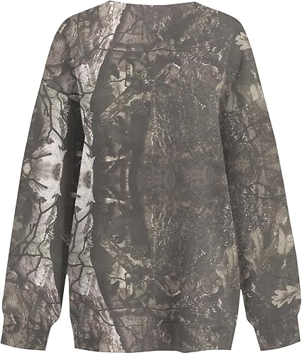 Miniatura 4 de Sudadera de manga larga para mujer, estilo casual, a la moda, con estampado vintage, de manga larga, cuello redondo