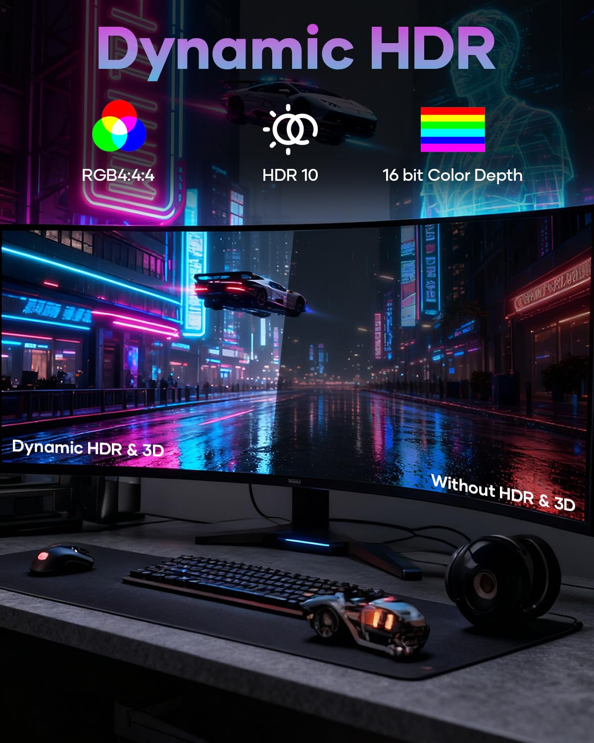 8K Câble DisplayPort 1.4, Câble DP 8K@60Hz, 4K@144Hz, 2K@240Hz, 32,4Gbps, HDCP2.2, HDR, FreeSync, G-Sync Compatible avec Moniteur Gaming, PC, Carte Graphique-1M