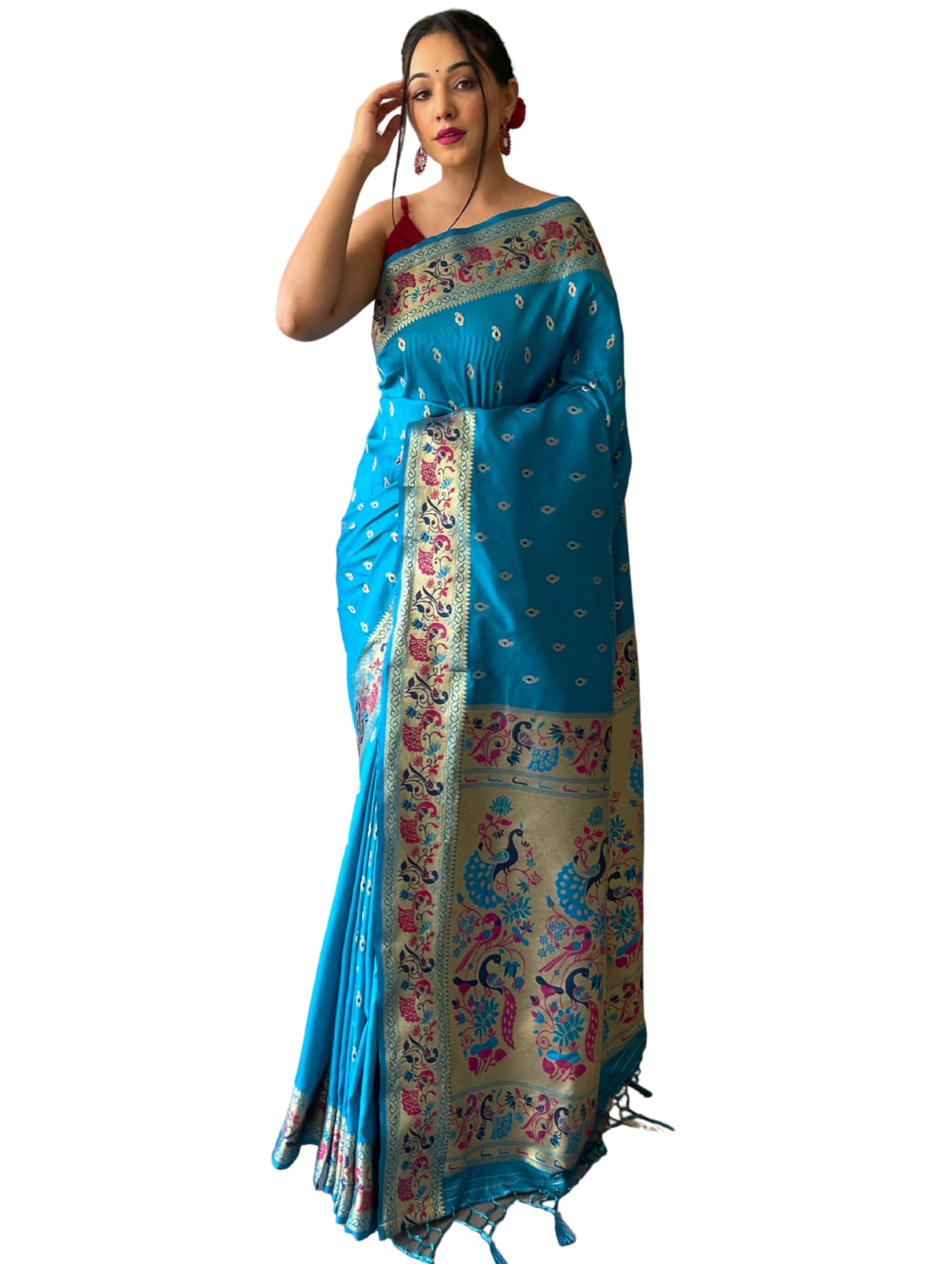 Women's Kanjivaram Soft Silk Saree With Blouse Piece 6.3metres