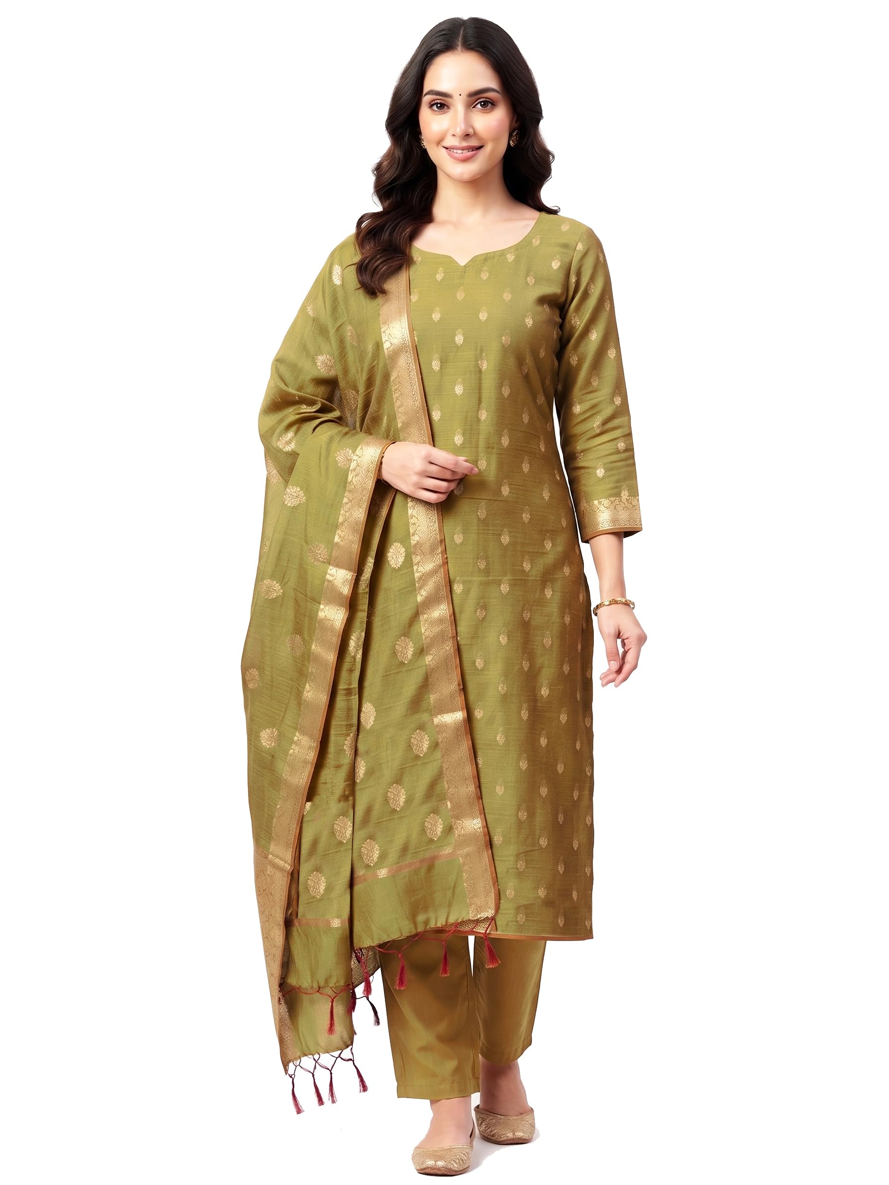Women's Chanderi Suit Banarasi Dress Materila, 2.5 Meter, Cotton Silk Unsticthed Salwar Suit-picture-40