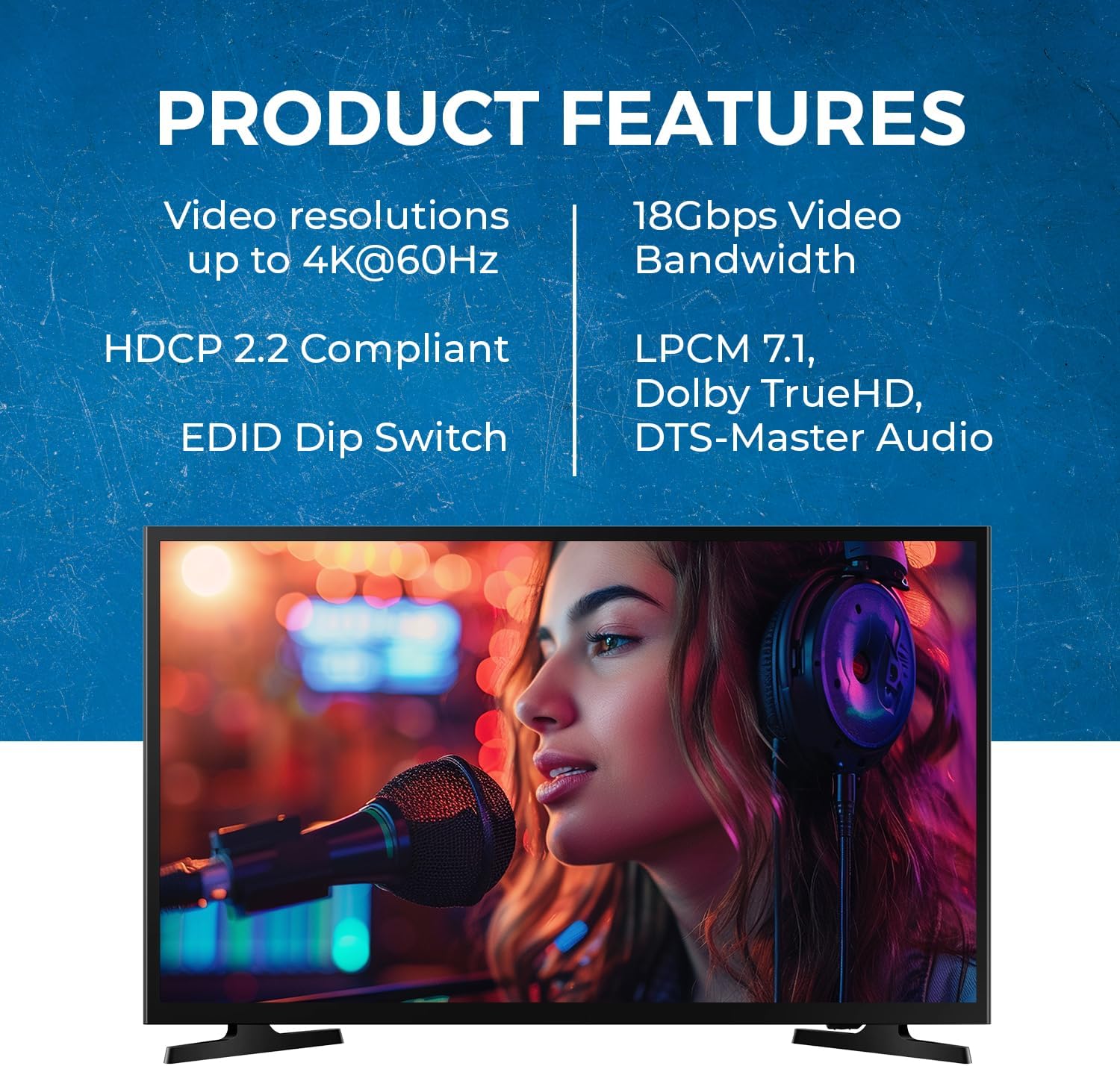 OREI 4K HDMI Splitter 1 in 4 out Duplicate / Mirror 4K Screens w/ Down Scaler 4 Ports Upto 4K@60Hz 1080p & 3D Supports EDID Control, UHD-PRO104