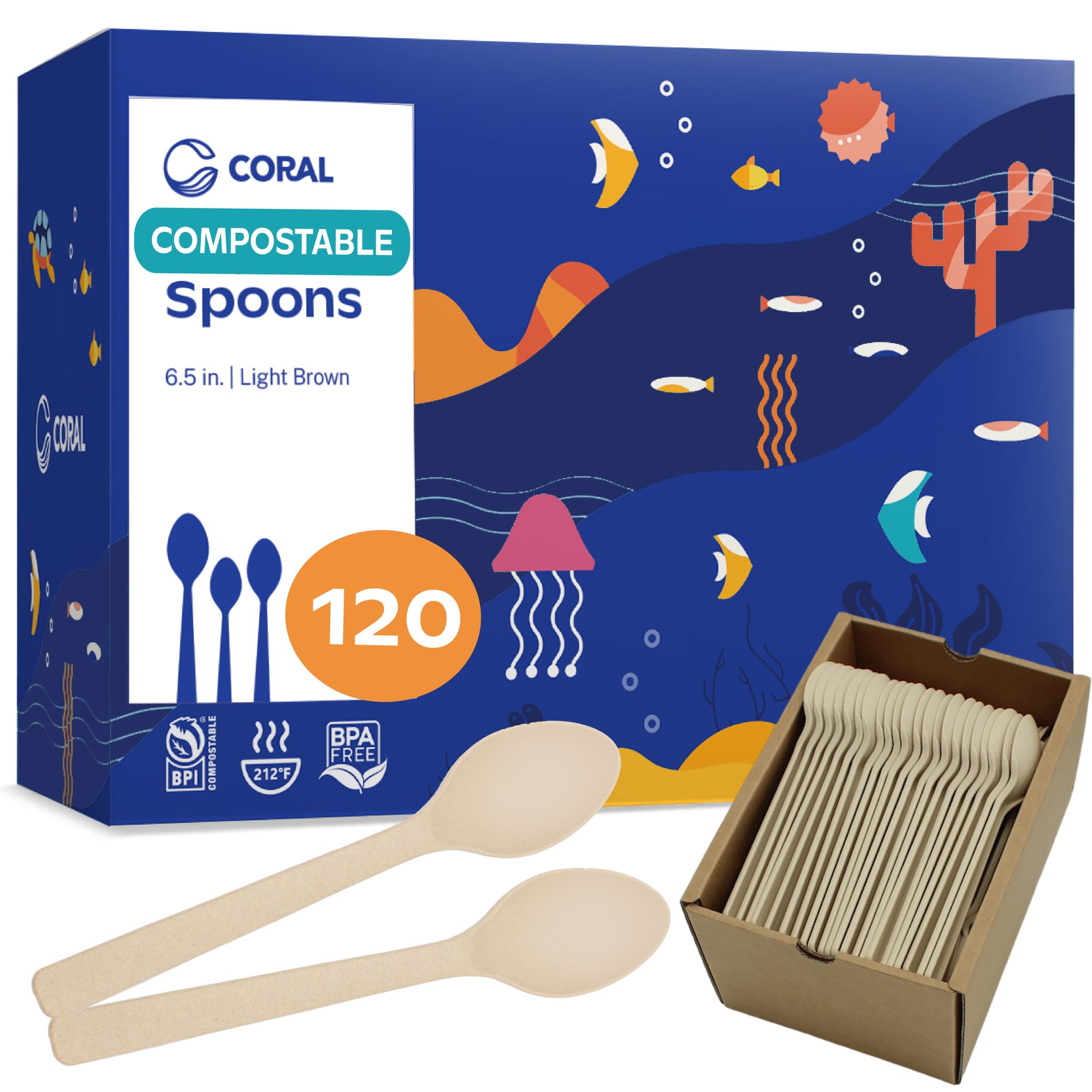CORAL Light Brown Compostable Heavy Duty Disposable Forks 7-Inch, 120 Count — Amazon image 10
