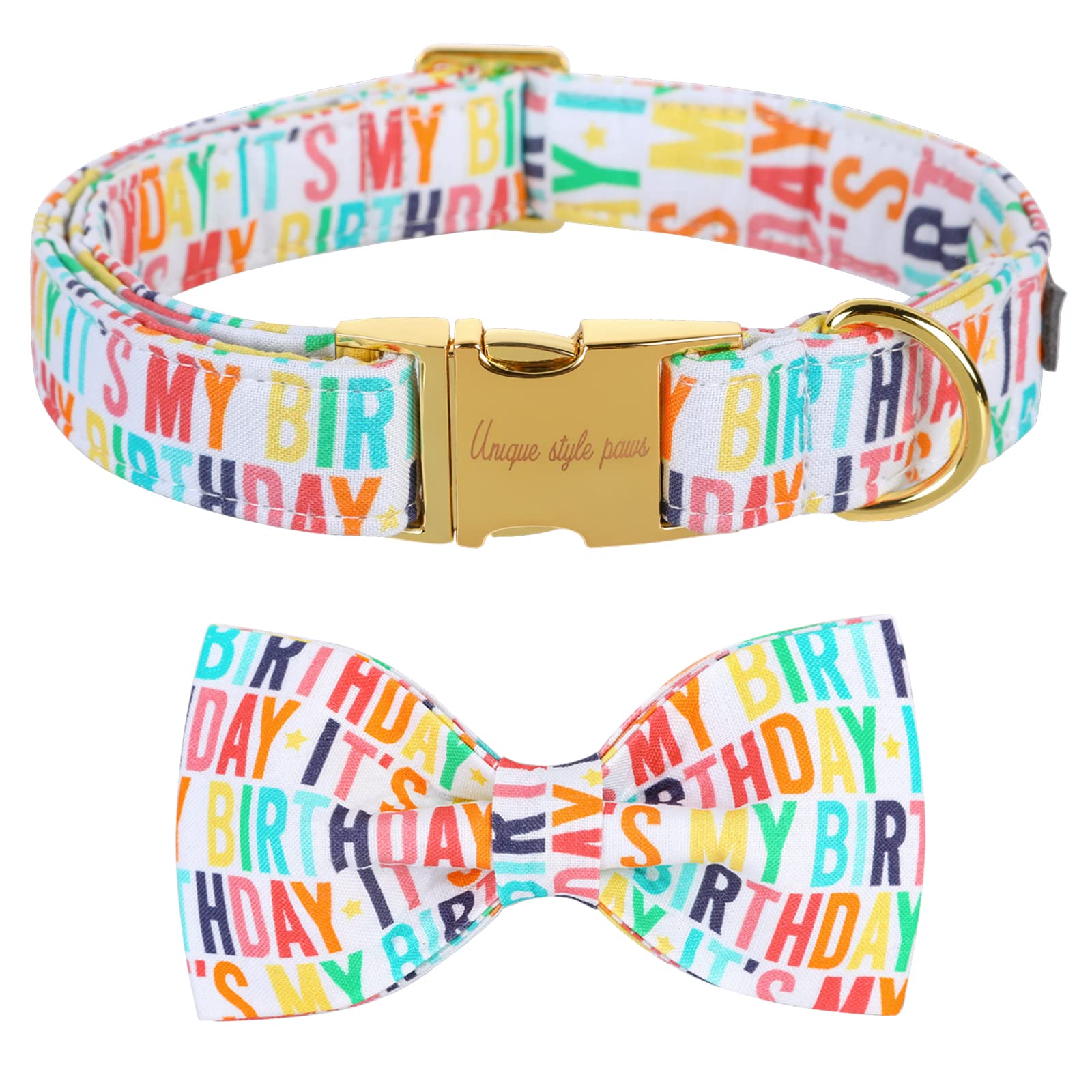 Unique style paws Geburtstagshundehalsband, weiches Hundehalsband mit Fliege, strapazierfähiges Hundehalsband mit Schleife verstellbares Hundehalsband für kleine mittelgroße Hunde