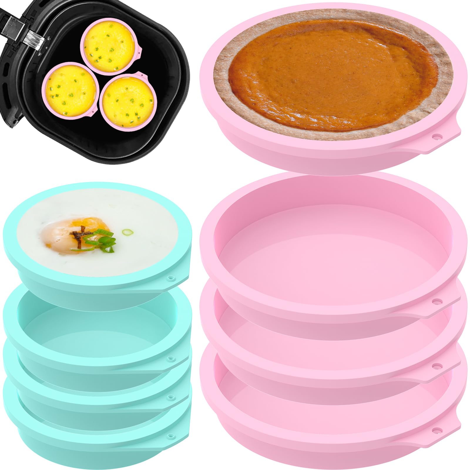 Sutowe 8Pcs Air Fryer Egg Mold, Silicone Muffin Trays, Nonstick Silicone Muffin Moulds,Multifunctional Microwave Egg Cooker Dishwasher Safe Egg Bite Maker for Oven