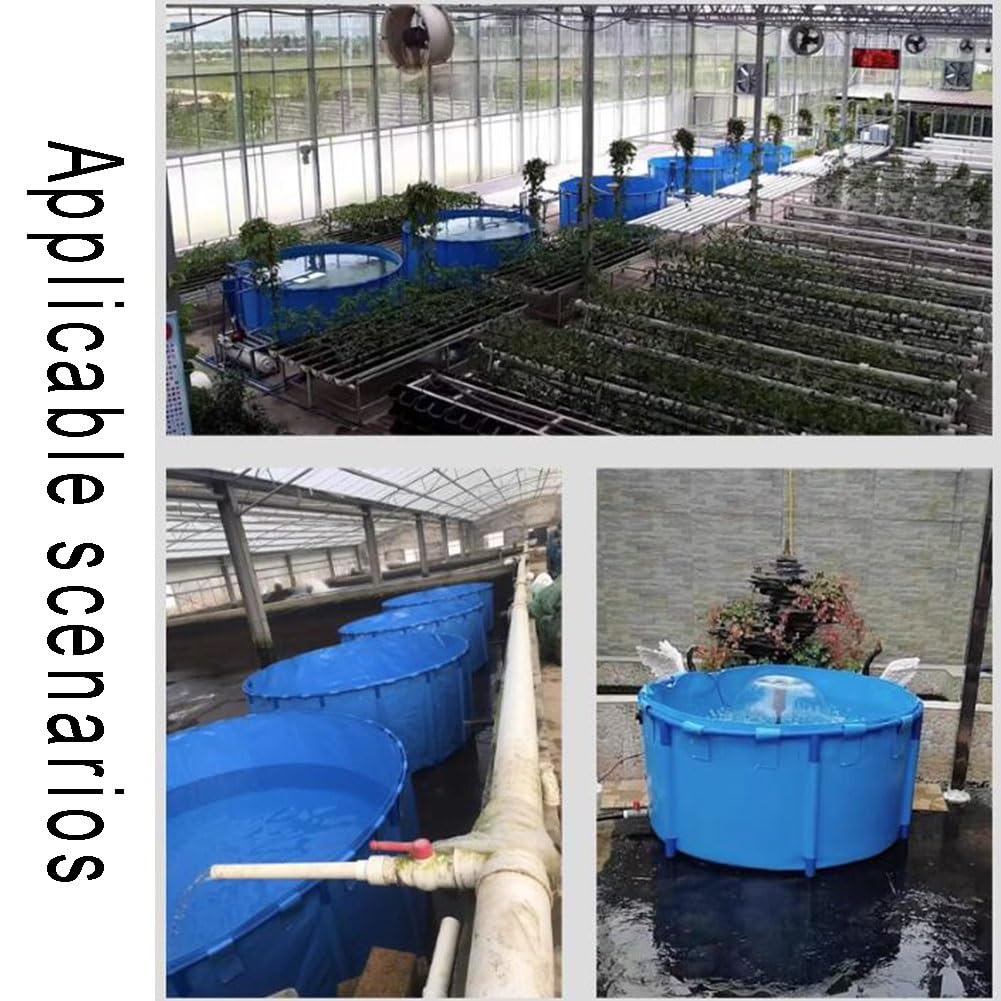 La Piscina En El Suelo, Piscina Redonda Para Niños Estanque De Peces De Lona Piscina Del Acuario Con Marco De Acero Y Válvula De Drenaje Pecera De Estanque Koi Goldfish ( Color : Azul , Tamaño : 1.2X0