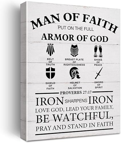 Lienzo cristiano para pared, enmarcado con citas de hombre de fe, proverbios 2717, póster de la Biblia, lienzo, pintura, letrero para decoración del