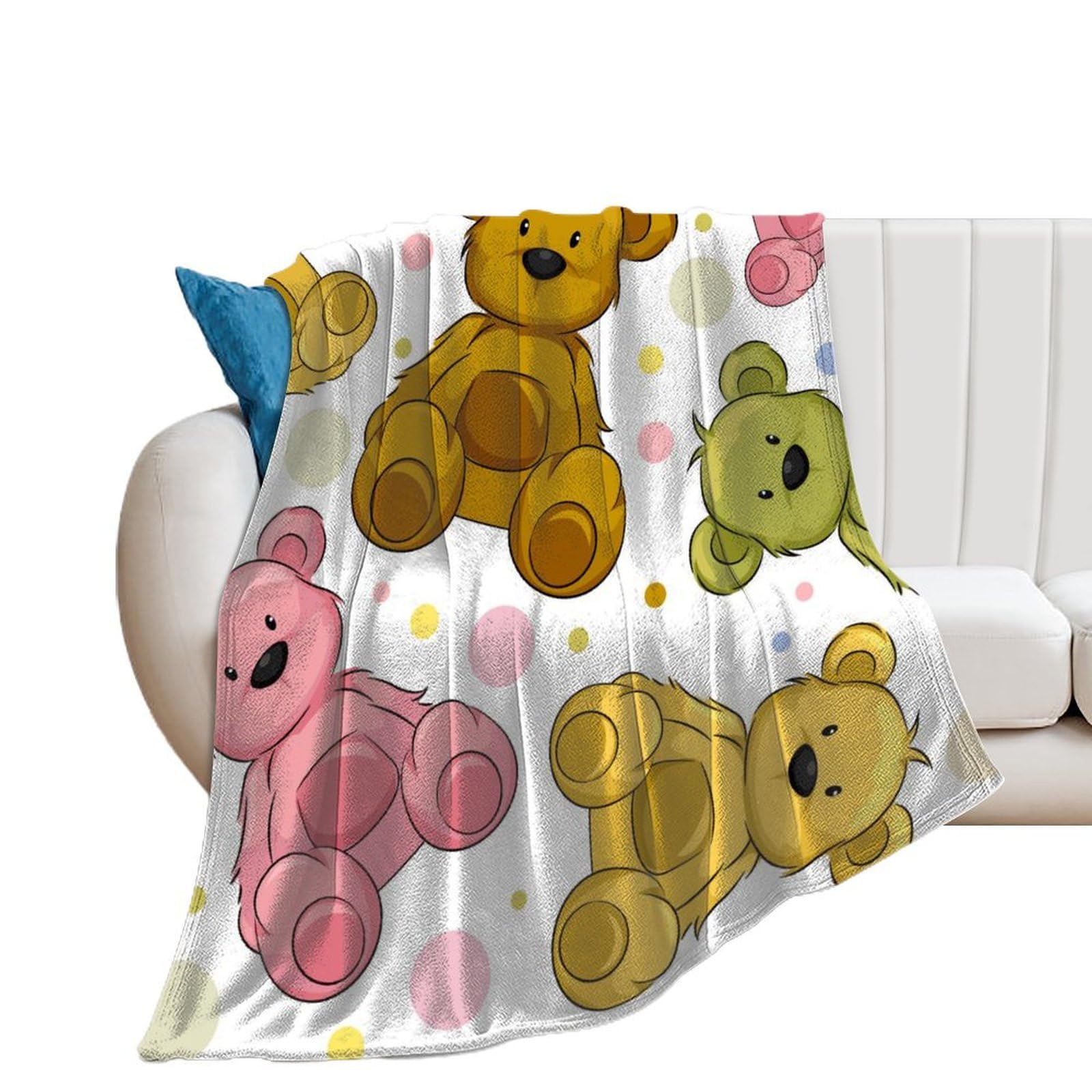 Couverture polaire ours anti-froid pour lit et canapé de salon