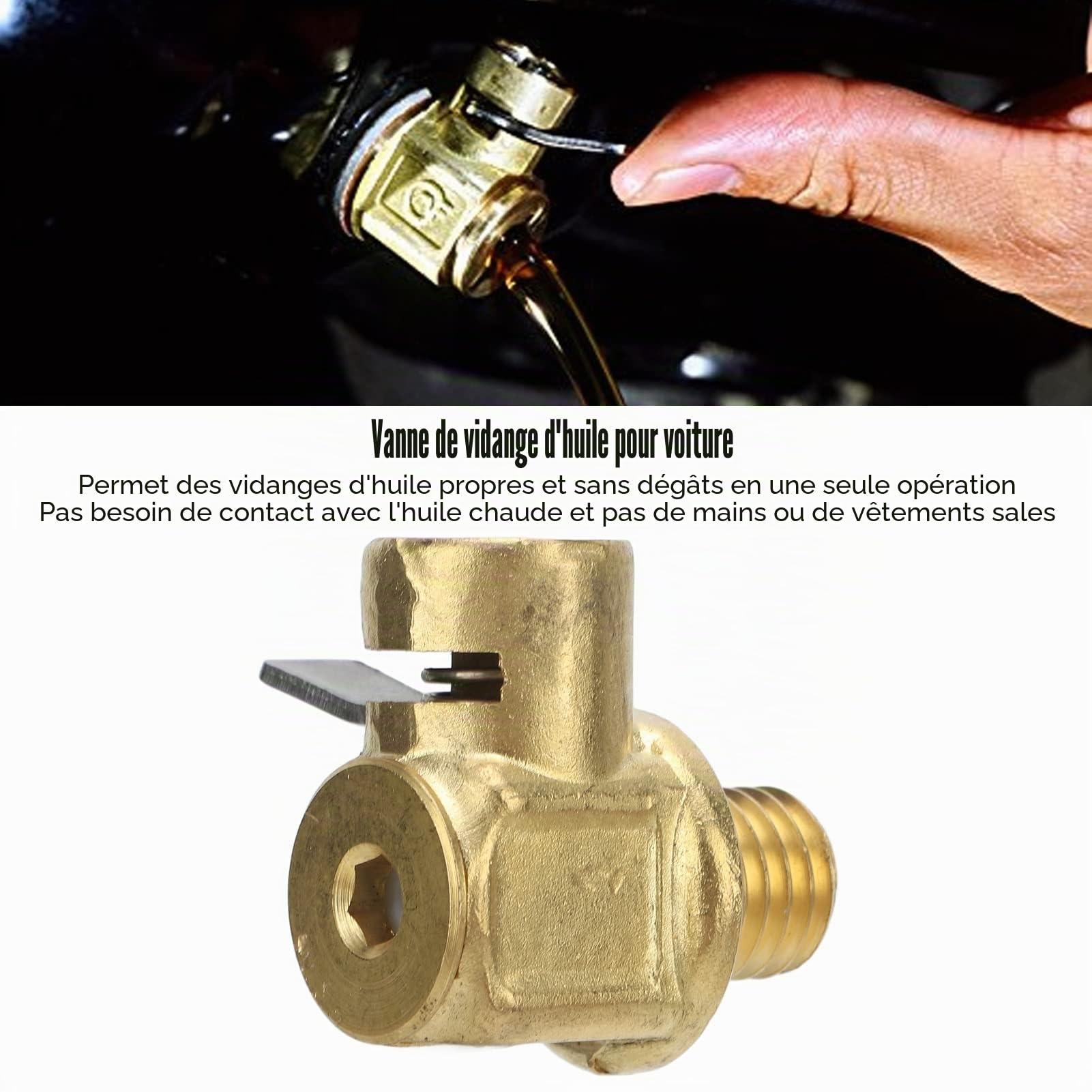 Vanne De Vidange D'huile Moteur Bouchon De Vidange Vanne M12-1.75 Connecteur Rapide En Laiton En Acier Inoxydable Avec Clip à Levier Pour Voitures Camions Légers