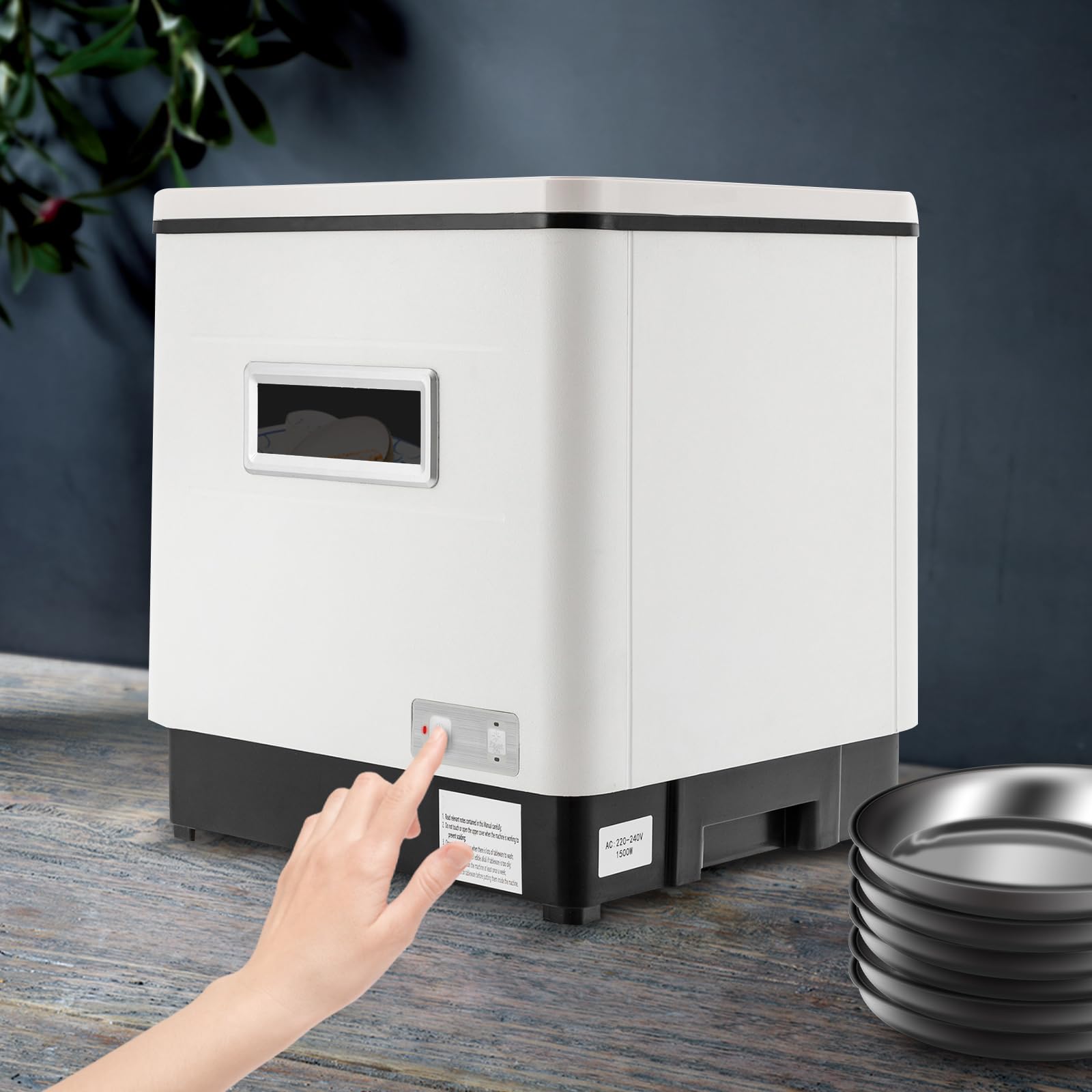 Mini lavastoviglie da tavolo 1500W con funzione di asciugatura, lavastoviglie per cucine piccole, appartamenti, 60L, piccola lavastoviglie per casa, ufficio, campeggio con allacciamento idrico