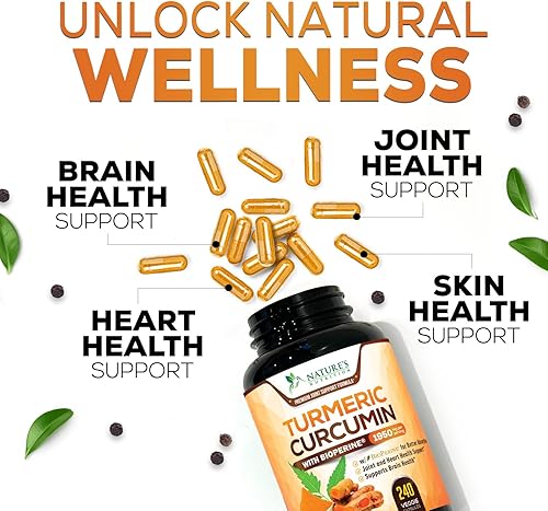 Miniatura 25 de Nature's Nutrition Cúrcuma, Curcumina máxima potencia, 95% curcuminoides, 0.064 onzas con extracto de pimienta negra para una mejor absorción,
