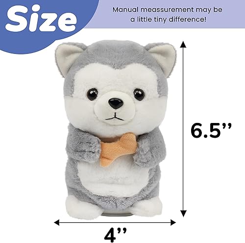 Miniatura 2 de Hopearl Talking Husky Repeats What You Say Dog Nodding - Cachorro eléctrico interactivo animado con juguete de hueso regalo para niños pequeños gris