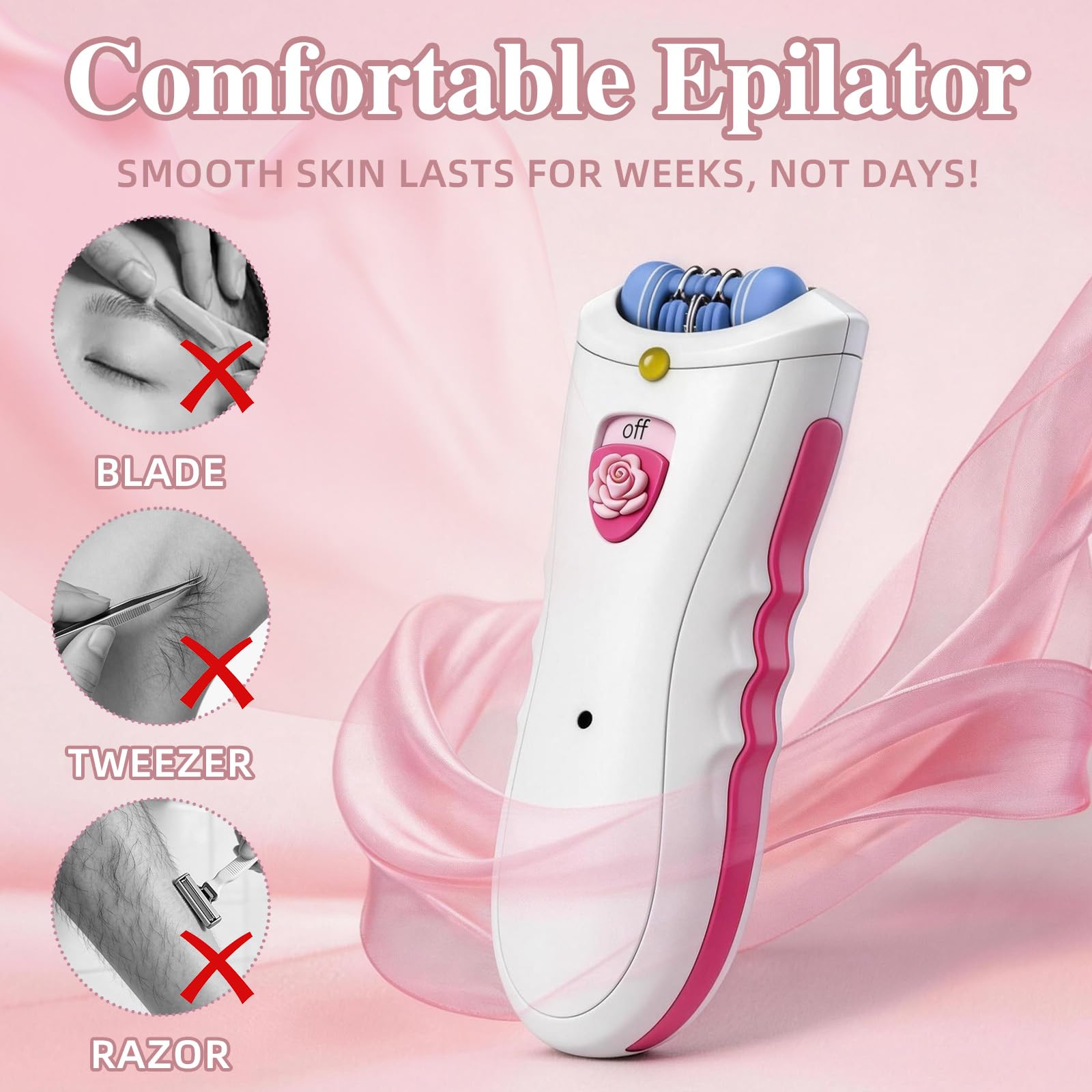 Depiladora facial para mujer, dispositivo eléctrico de depilación para cara y cuerpo, depiladora reutilizable sin dolor para mujeres, inalámbrica con luz LED, afeitadora portátil para pelusas de