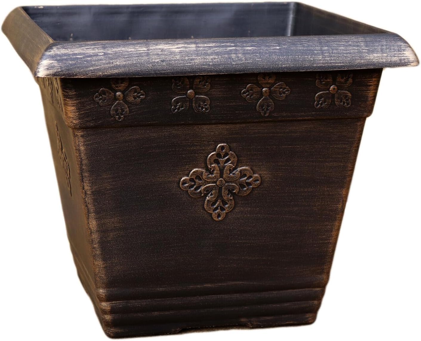 Darthome Square Medley Planter 37x31x37cm Black Bronze Plastic Antique Baroque Garden Plant Pot (2)