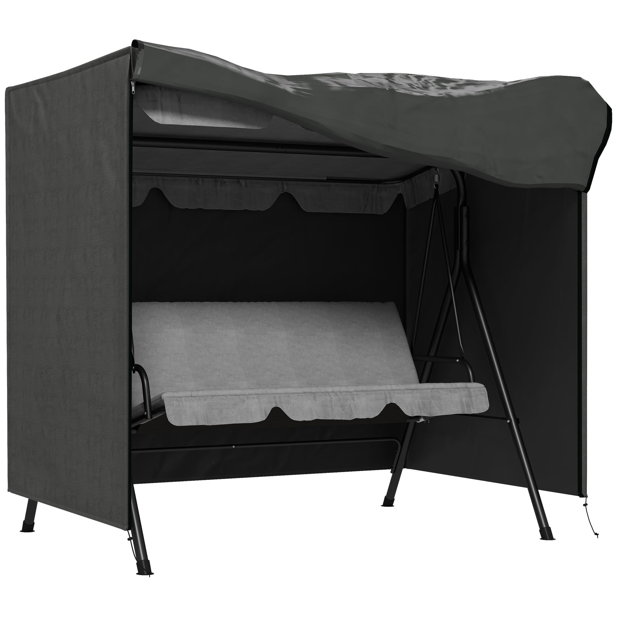 Outsunny 3 Seater 600D Oxford Patio Swing Chair Cover Outdoor Garden Furniture Rain Protection Protector Waterproof Anti-UV, 177 x 114 x 152cm, Dark Grey โ image 1