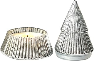 Vanilla Scented Candle Mercury Glass Tree Soy Wax Aromatherapy Candle for Holiday Spring Home Table Centerpiece Gift for Women 8oz Silver
