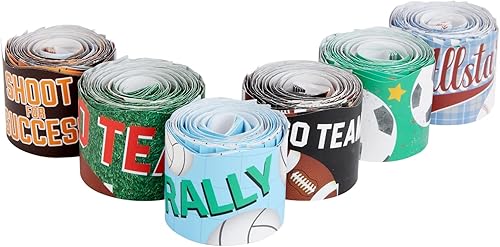 Miniatura 8 de 6 rollos de 234 pies de bordes festoneados para tablón de anuncios deportivos para decoración de aula, pizarra blanca, pizarra, decoración escolar,