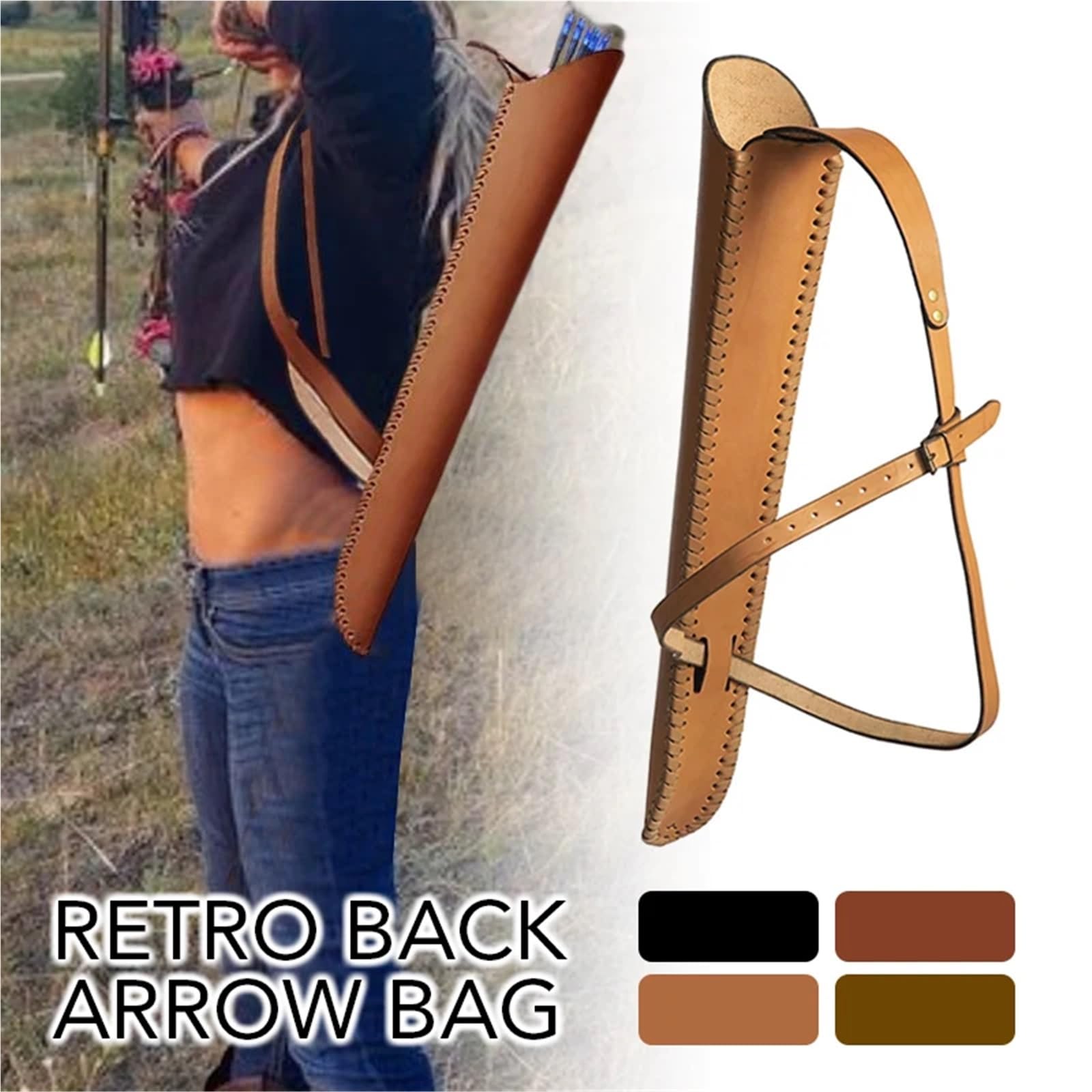 MRKU Borsa a Tracolla in Pelle per faretra da tiro con L'Arco, Comoda Borsa a Spalla.