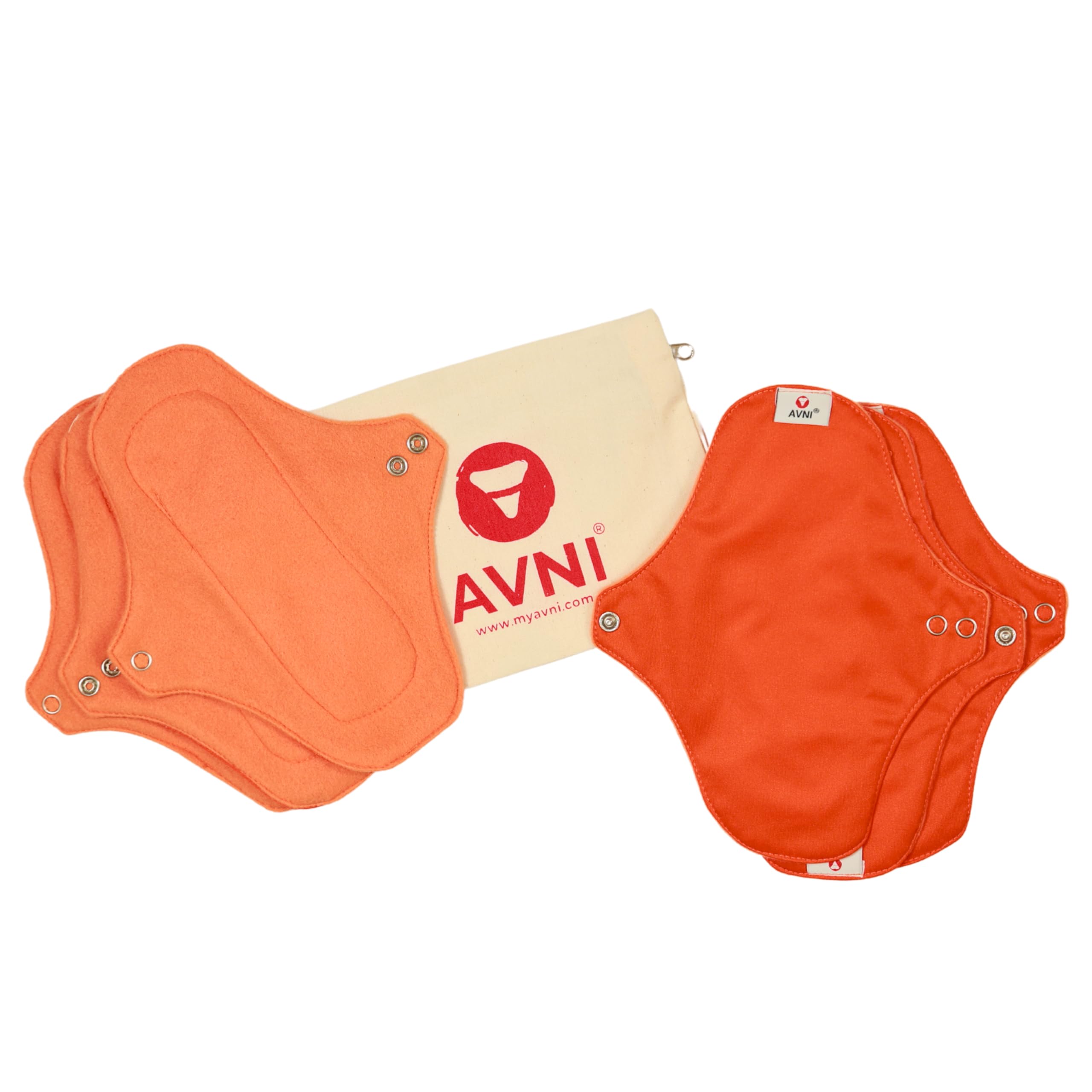 Avni - Fluff Washable Cloth Panty Liner | Antimicrobial | Eco-Friendly and Reusable | Spotting Days | Breathable and Comfortable for Women | Daily Use with Storage Pouch | Pack of 6 (200mm)