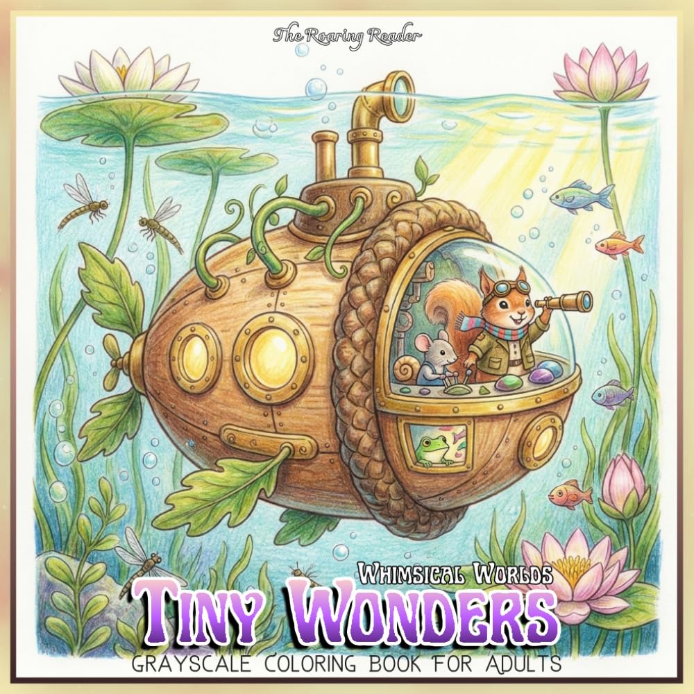 Whimsical Worlds: Tiny Wonders Grayscale Coloring Book for Adults: 52 Enchanting Fantasy Scenes Featuring Cozy Tiny Creatures, Magical Forests, ... (Magical Creatures and Fantasy Adventures)