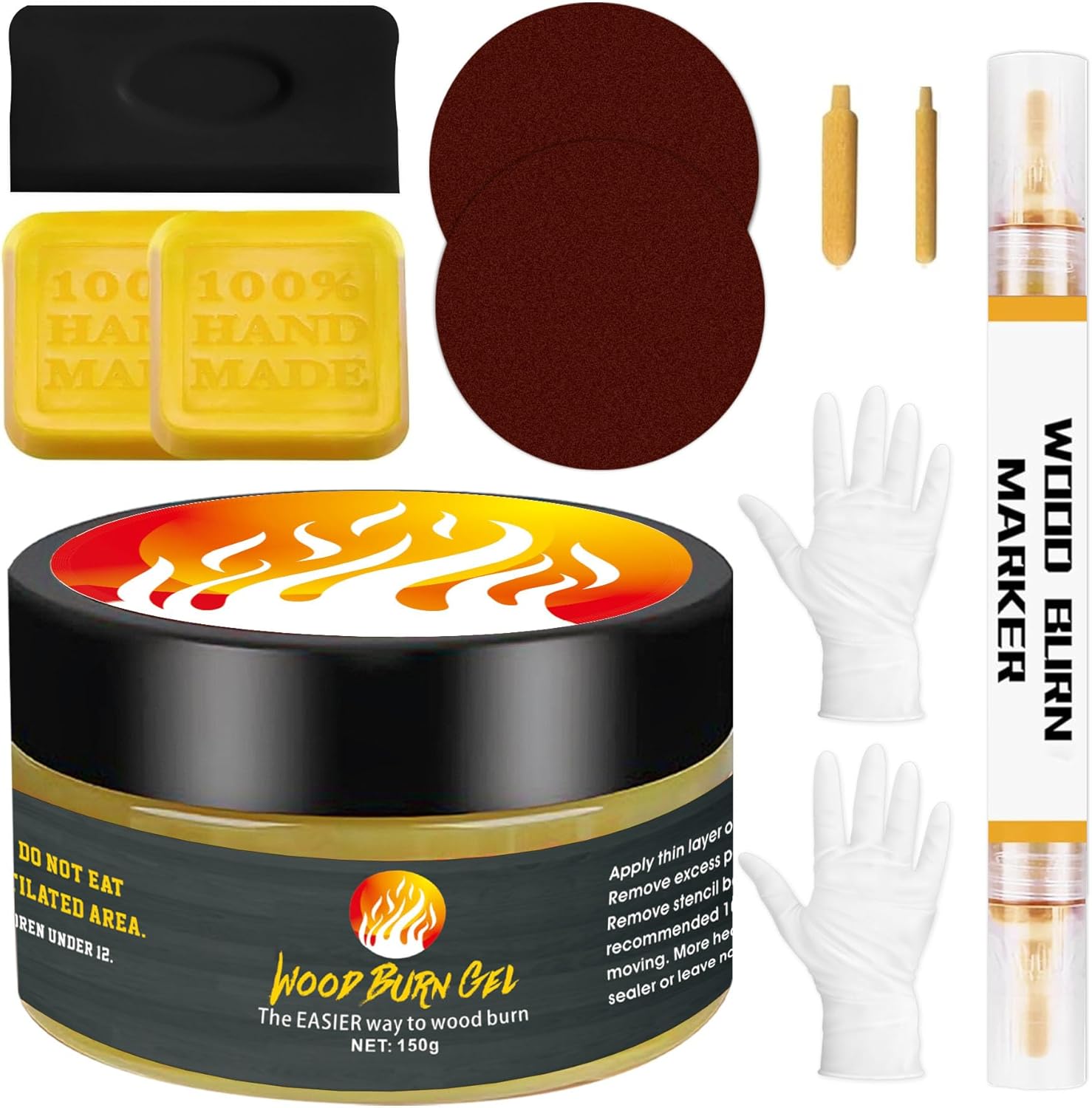 11 PCS Wooden Burning Paste Kit?4 OZ Marker Paste for Burn Set, Burning Markers on Wood Surface, Accurately & Easily Burn Designs on Wood, Perfect Ideal for Making Gifts, Handicrafts, Art Studios