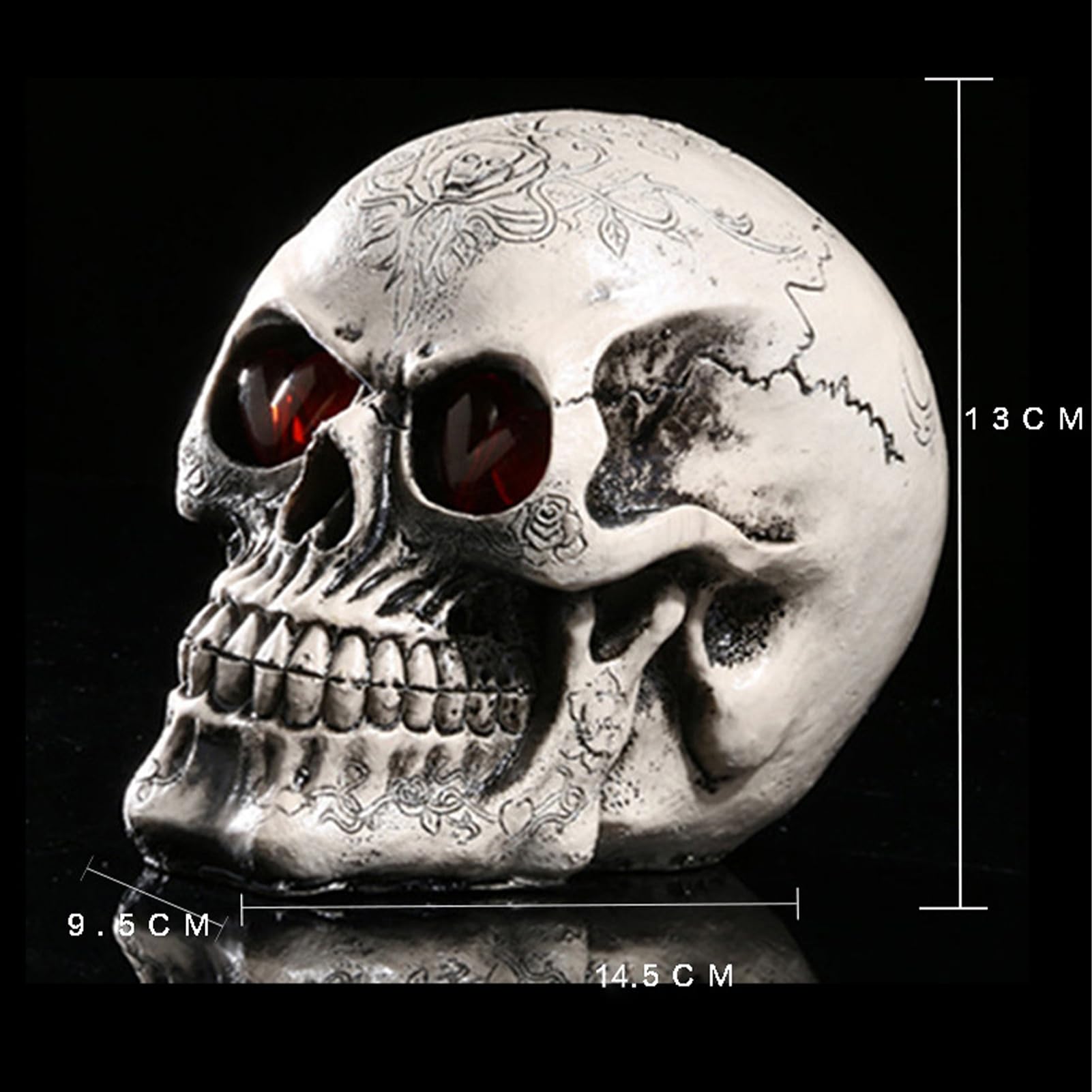 Luce LED a testa di teschio luminoso, decorazione teschio di Halloween, modello a testa di teschio in resina, con occhi luminosi a LED, per casa, bar, feste, decorazioni, gotico, Halloween
