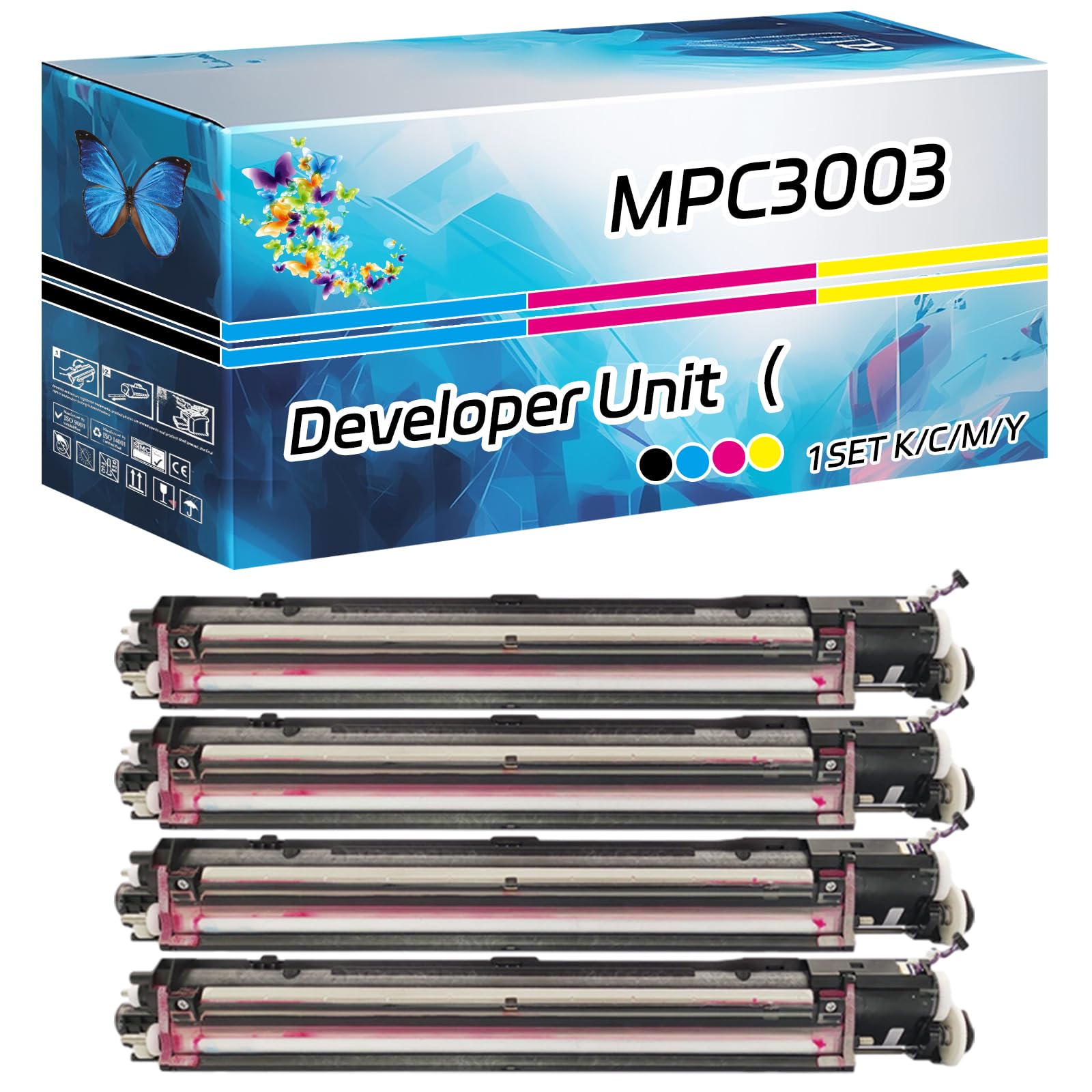 MPC3003 Developer Unit?Contains carrier? Compatible for Ricoh MP C3003 MP C3503 MP C4503 MP C5503 MP C6003 Printers, High Yield 370000 Pages, with Chip High-Definition Printing (4-Pack BK/C/M/Y)
