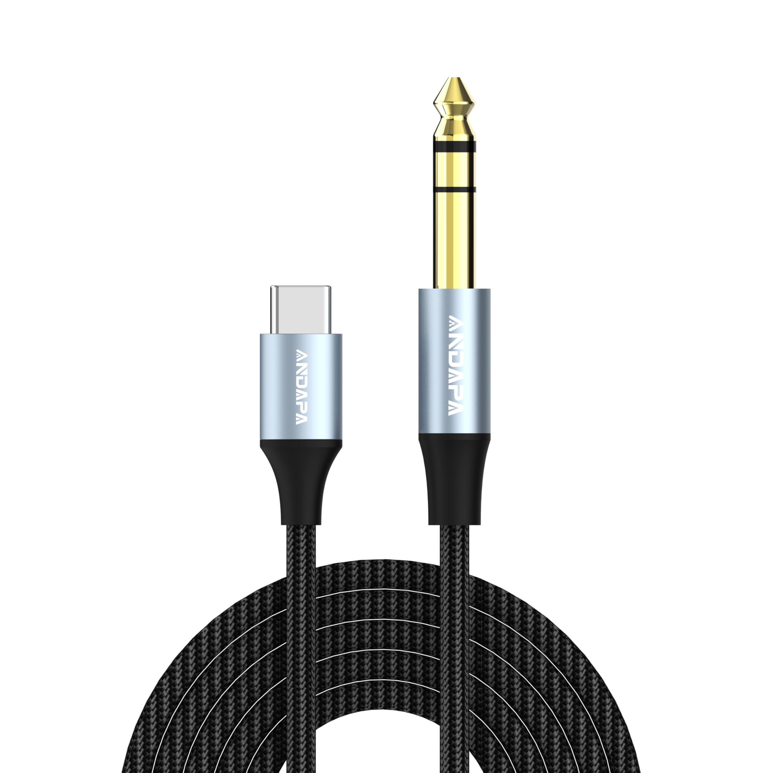ANDAPA 1M USB C to 6.35mm (1/4") TS Audio Cable, Gold Plated – Mono USB Type C to 1/4" Male Aux Adapter Cable Compatible with iPhone 15/16 Series
