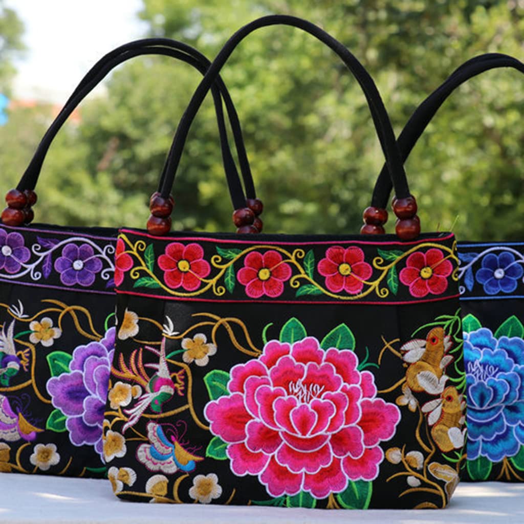 Fashion Embroidery Women Small Handbags Floral Embroidered Lady Top-handle Bags