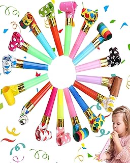 DEMOCRATIDO 25 PCS Party Blower Blowouts Noisemakers Funny Blow Horns Colorful Birthday Blow Horns Whistles New Years Party Noisemakers Whistles Favors Noise Makers