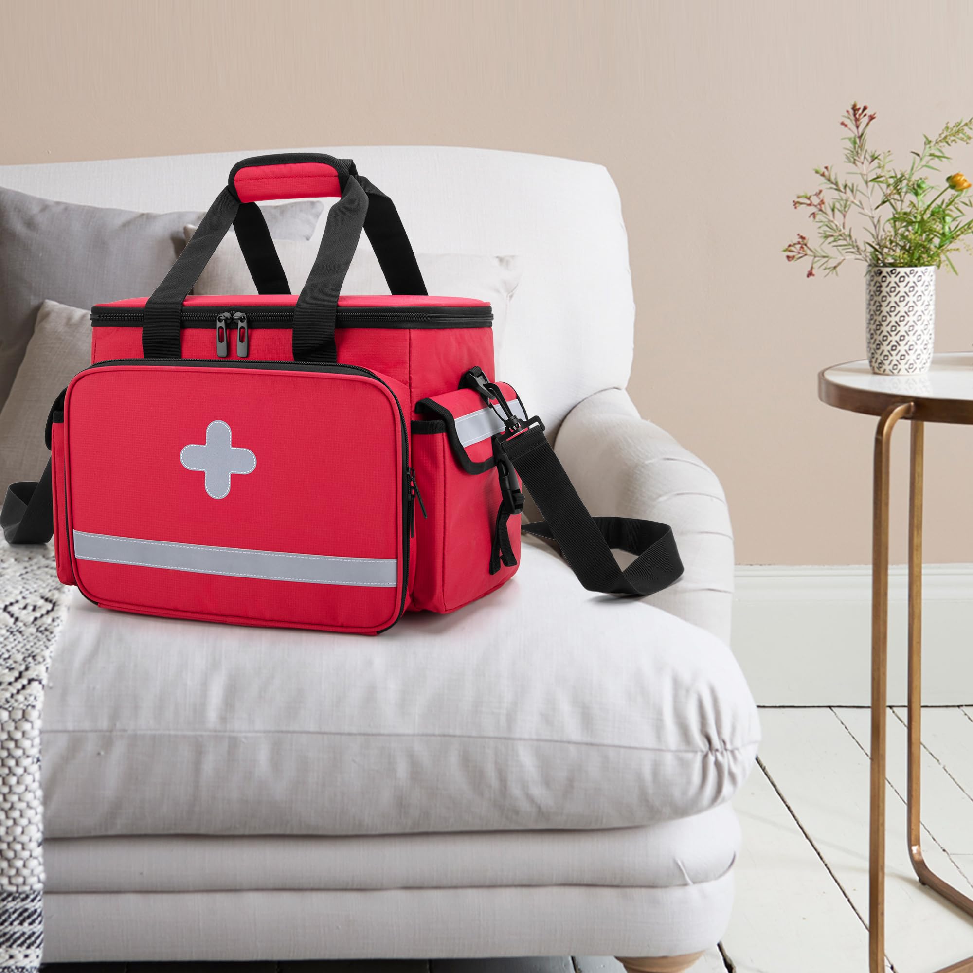 CURMIO Erste Hilfe Sets Aufbewahrungstasche, Medizinische Tasche für Zuhause, Notfalltasche für Hausarzt, Häusliche Pflege, Hospizbesuch, Reise oder Notfallveranstaltung(LEERE TASCHE)