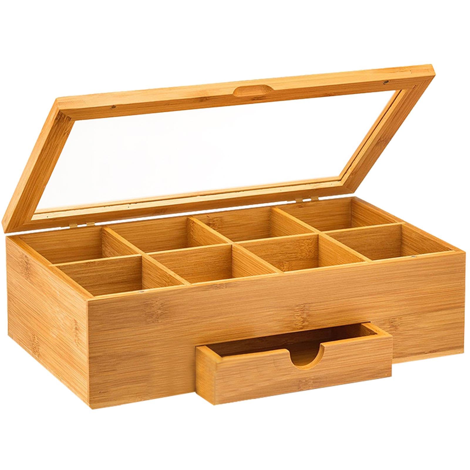 de té de bamb: porta bolsitas de té, contenedor para cajas de té