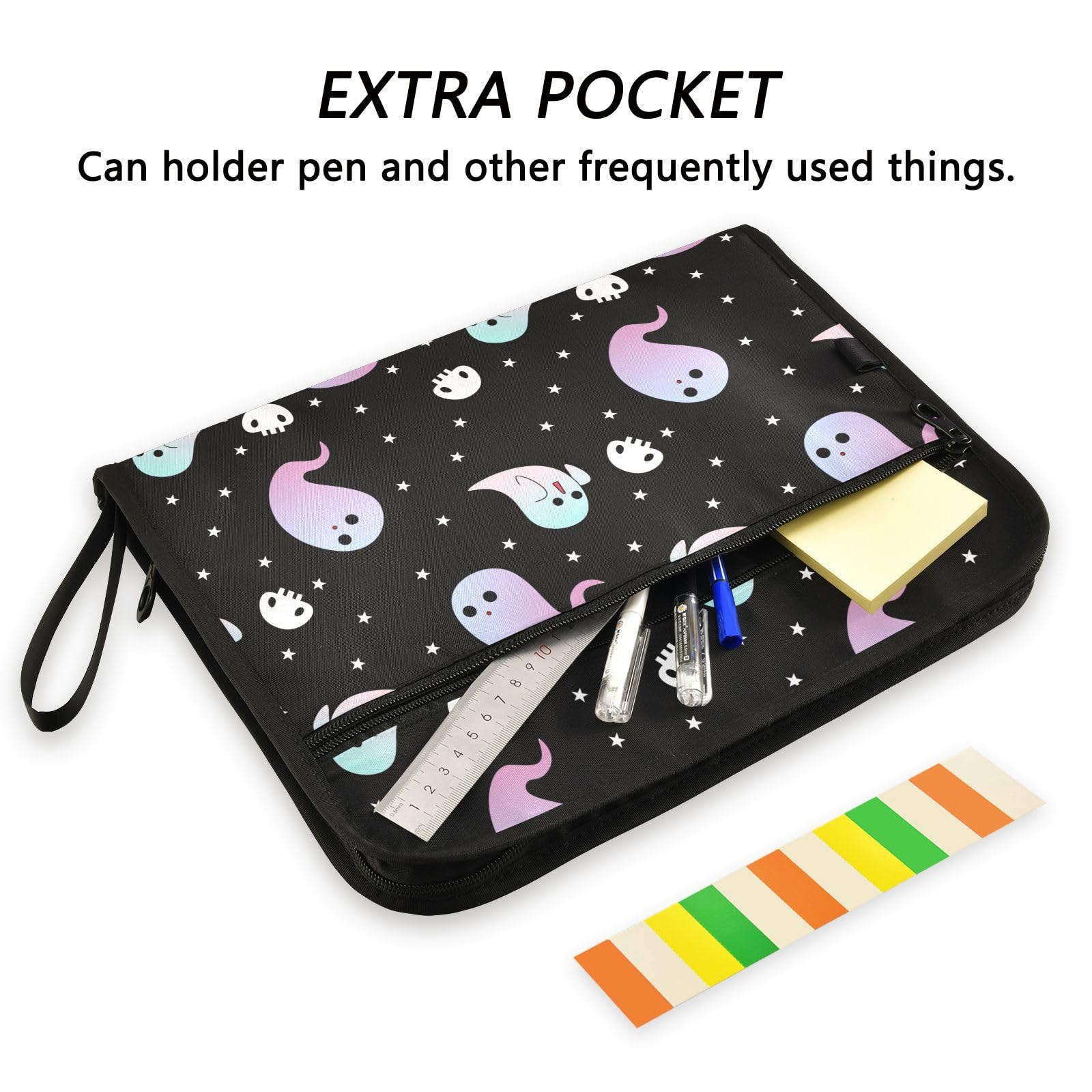 A4 Dokumentenmappe Mit 13 Tasche Dokument Organizer Klassifizierungsordner Wasserfeste Seitlich ReißVerschluss Ordner FäChermappe Halloween-Gespenst-Muster