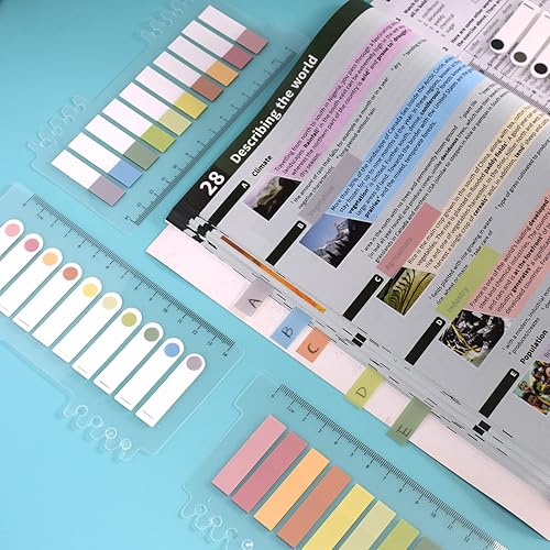 Miniatura 4 de 800 pestañas adhesivas con regla notas adhesivas para escribir y transparentes para pestañas de libros banderas de páginas y archivos de