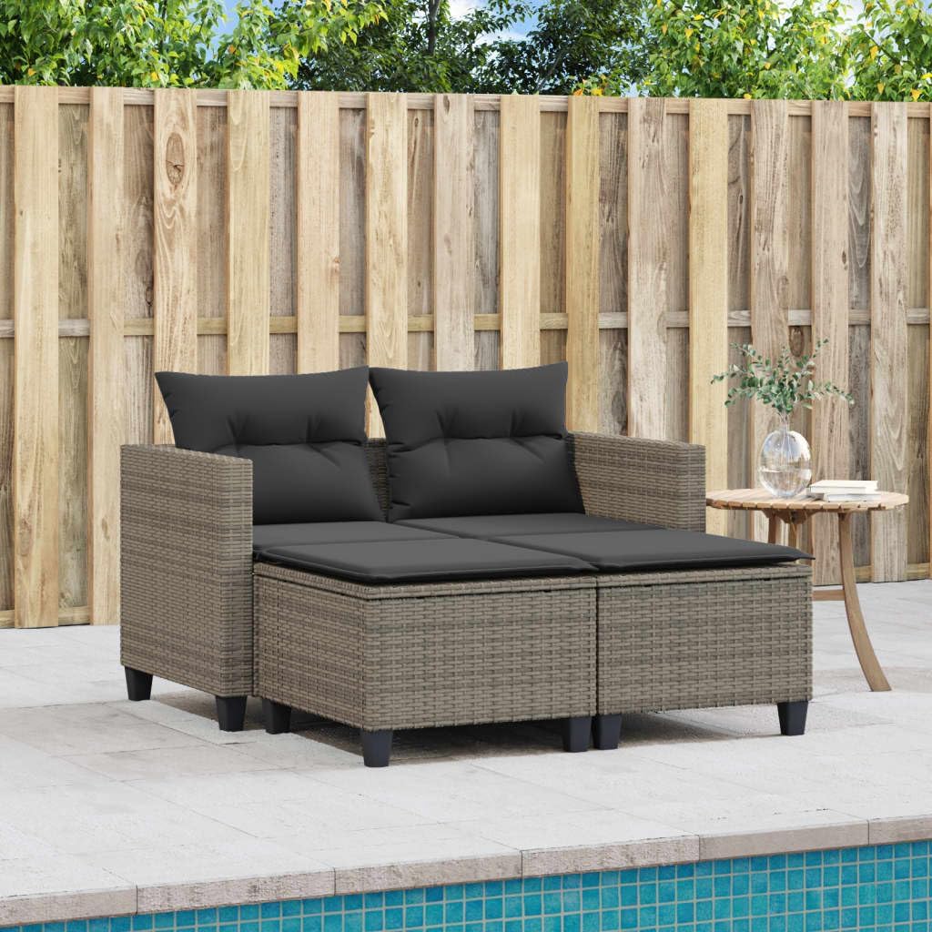 Gray 2-Seater Outdoor Sofa Patio Loveseat with UV Resistance Comfortable Cushions for Garden Balcony and Small Space Furniture