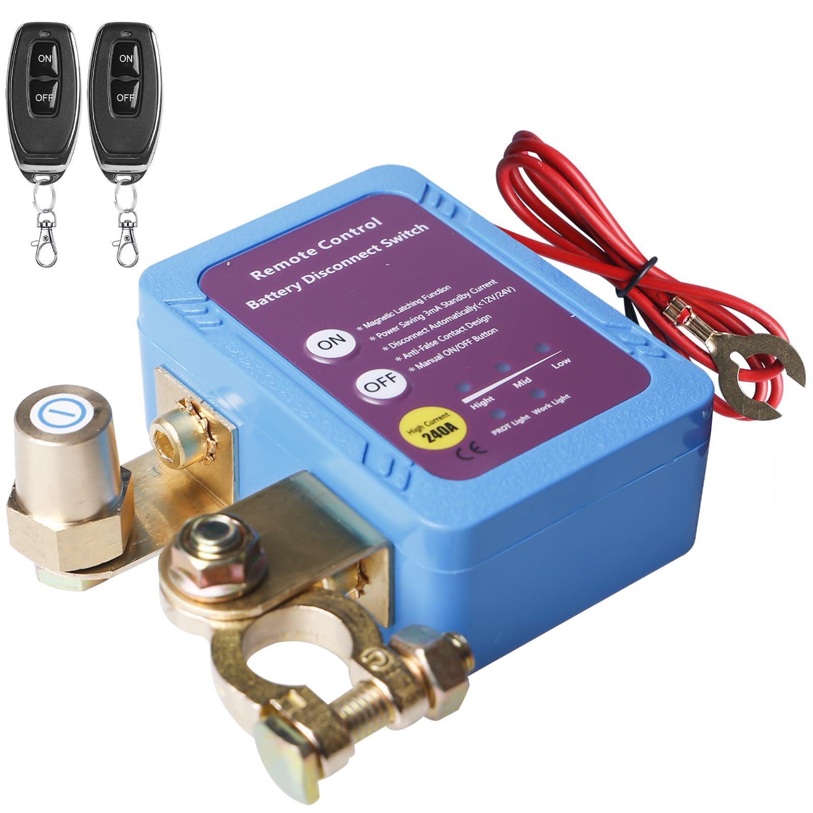 Interruttore di separazione per auto radiocomandato, 12 V, 240 A, per auto, telecomando con telecomando, Kill Switch, antifurto, spegnimento automatico per auto, camper, ATV, camion, barca