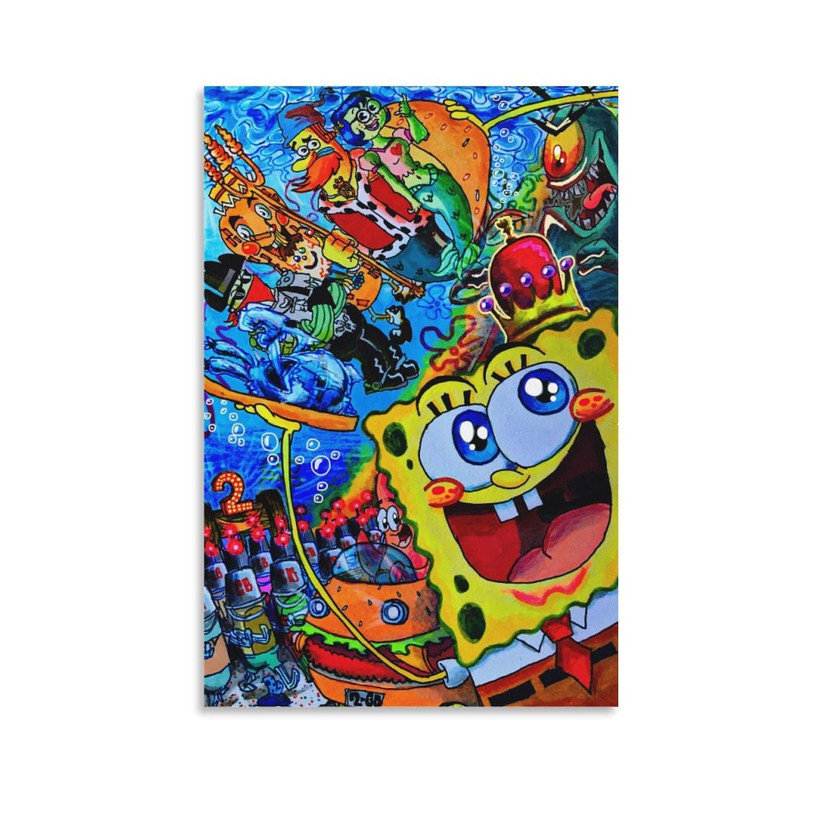 Amazon.co.jp: スポンジボブ 油絵 クール ポスター 壁アート