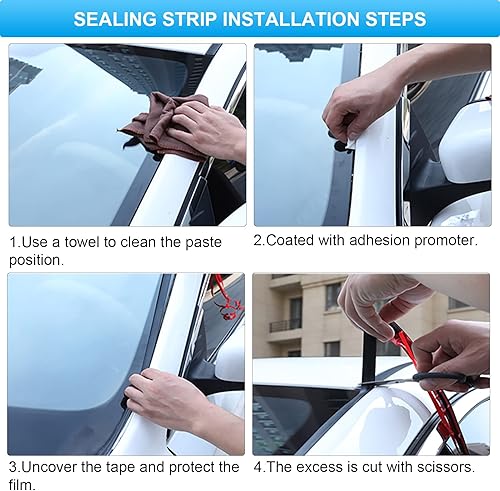 Miniatura 4 de DOTAATDW Sello de techo corredizo de automóvil en forma de T de 32.8 pies, burlete de goma autoadhesivo para parabrisas de automóvil, techo de