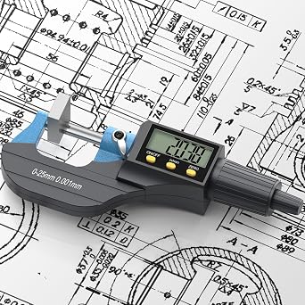 Digital Micrometer, Outside Micrometer Precision Measuring Tool, 0-1/0-25 mm, Inch/Metric 0.00005/0.001 mm, Machinist Thickness Gauge Tool, Large LCD Display