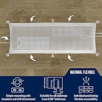 Vista 3 de Red de gestión de cables - Gestión de cables debajo del escritorio - Bandeja flexible para organizar cables debajo del escritorio, color blanco
